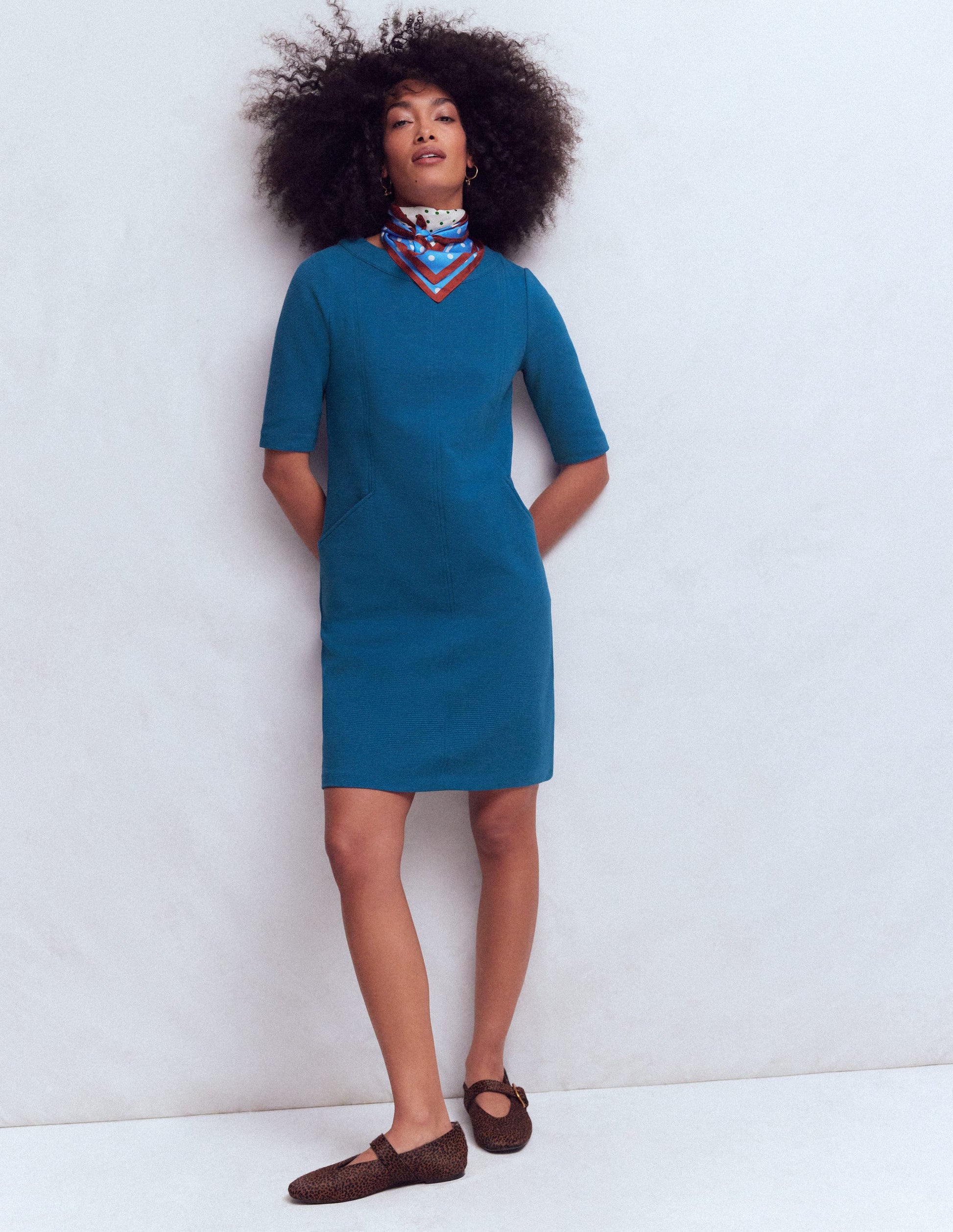 blue dress red shoes Business Woman Blue Dress Red Shoes Stock Photo 1433158535