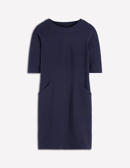 Nessa Ottoman Shift Dress-Navy-5