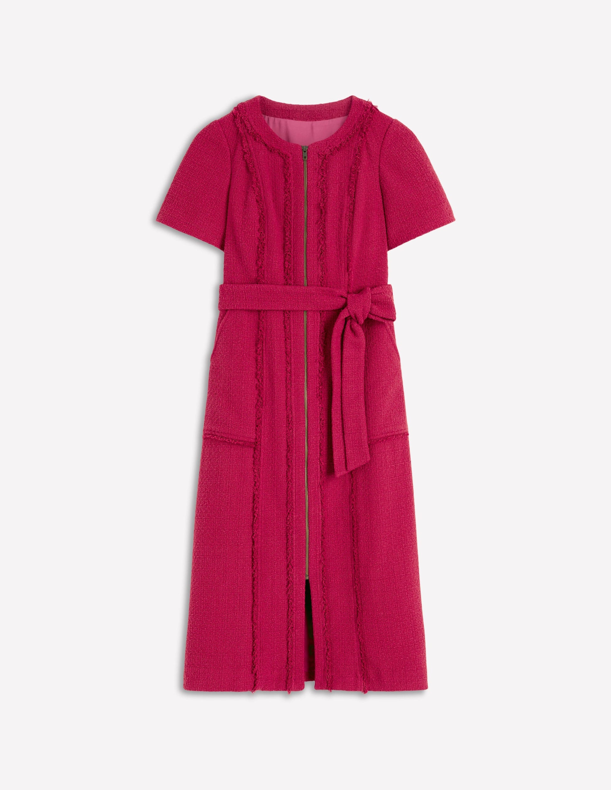 Ruth Zip Texture Dress-Pomegranate-5