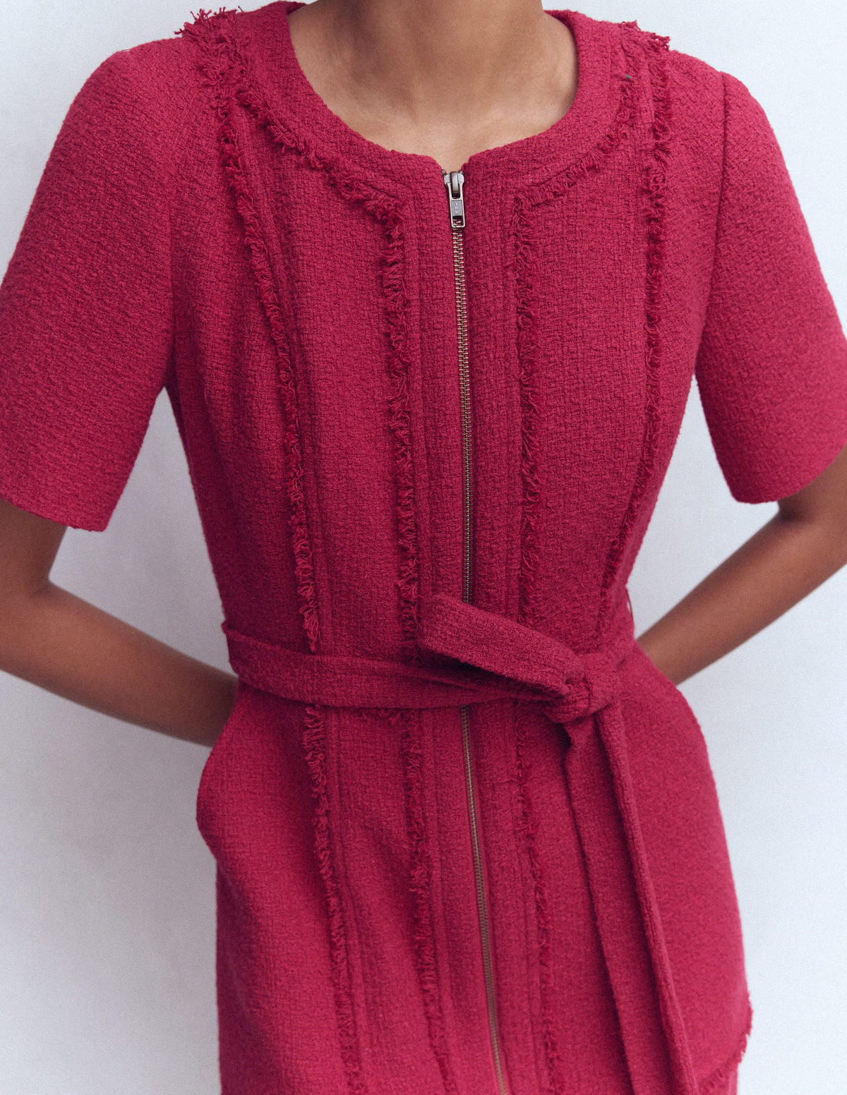 Ruth Zip Texture Dress-Berry - Image 2