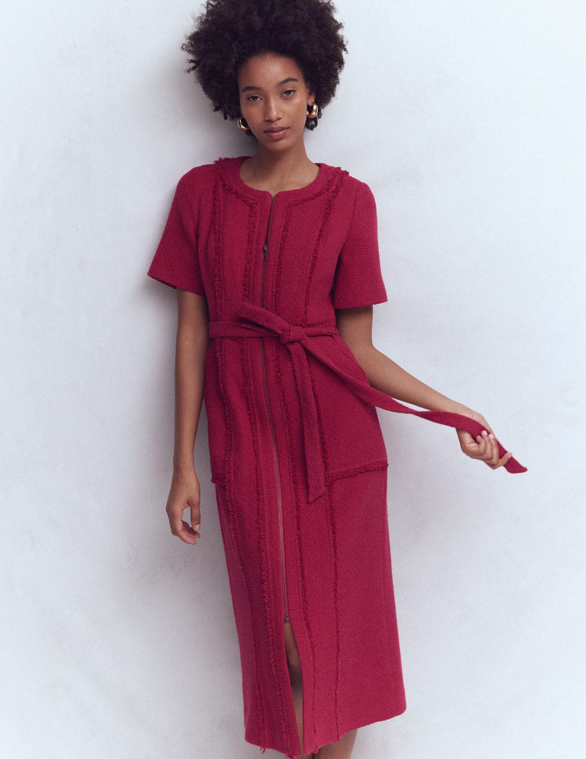 Ruth Zip Texture Dress-Berry - Image 4