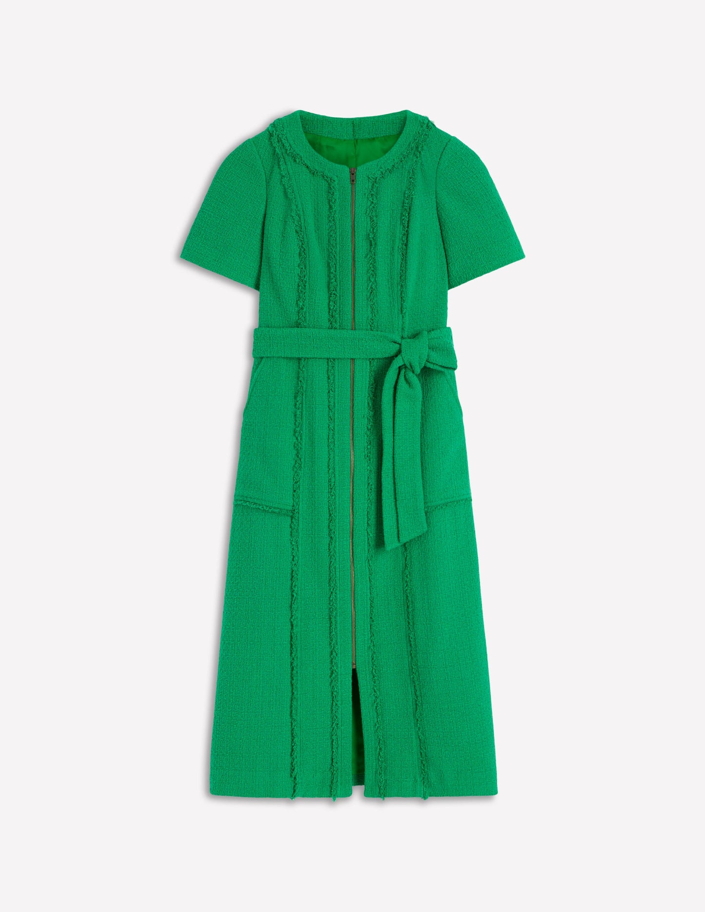 Ruth Zip Texture Dress-Highland Green