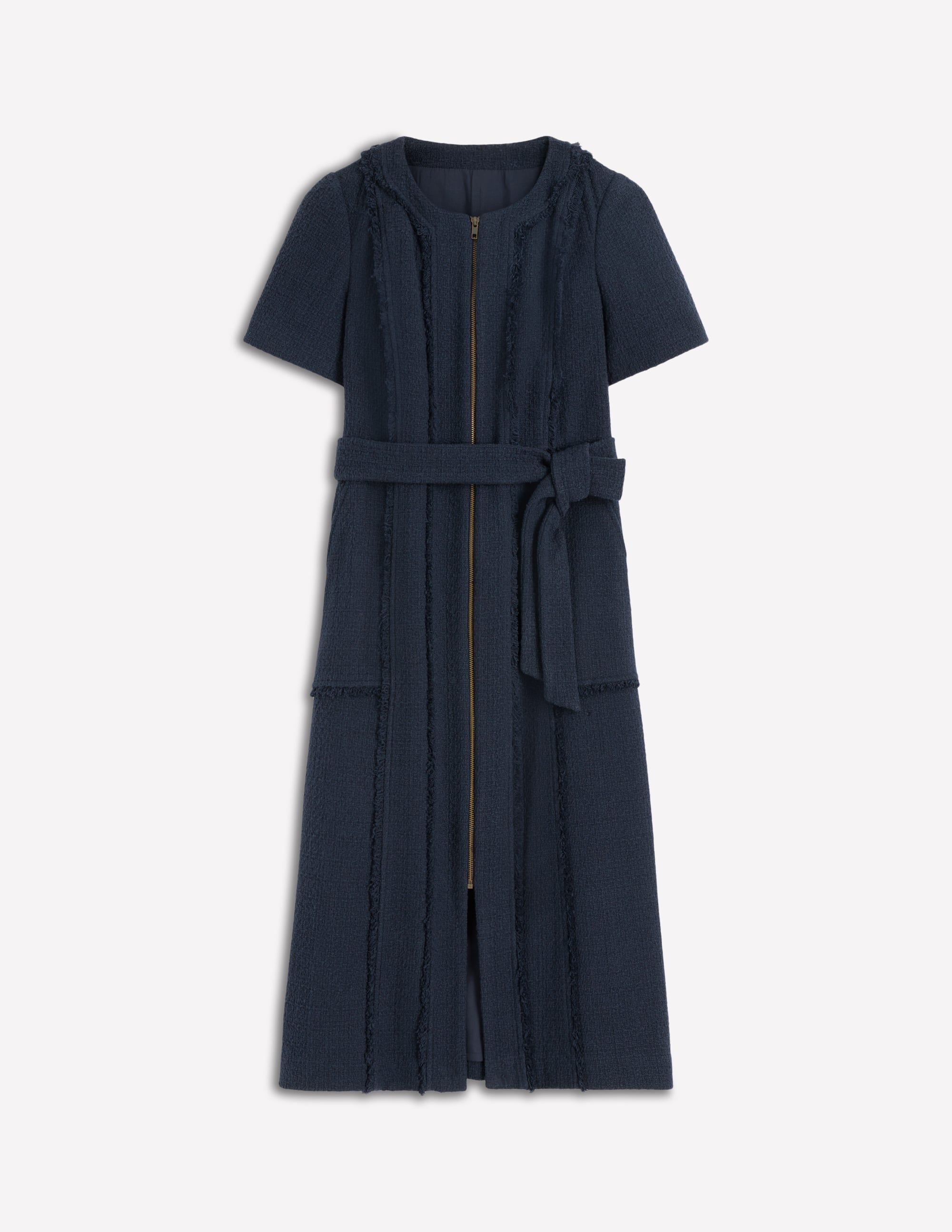 Ruth Zip Texture Dress-Navy - Image 5