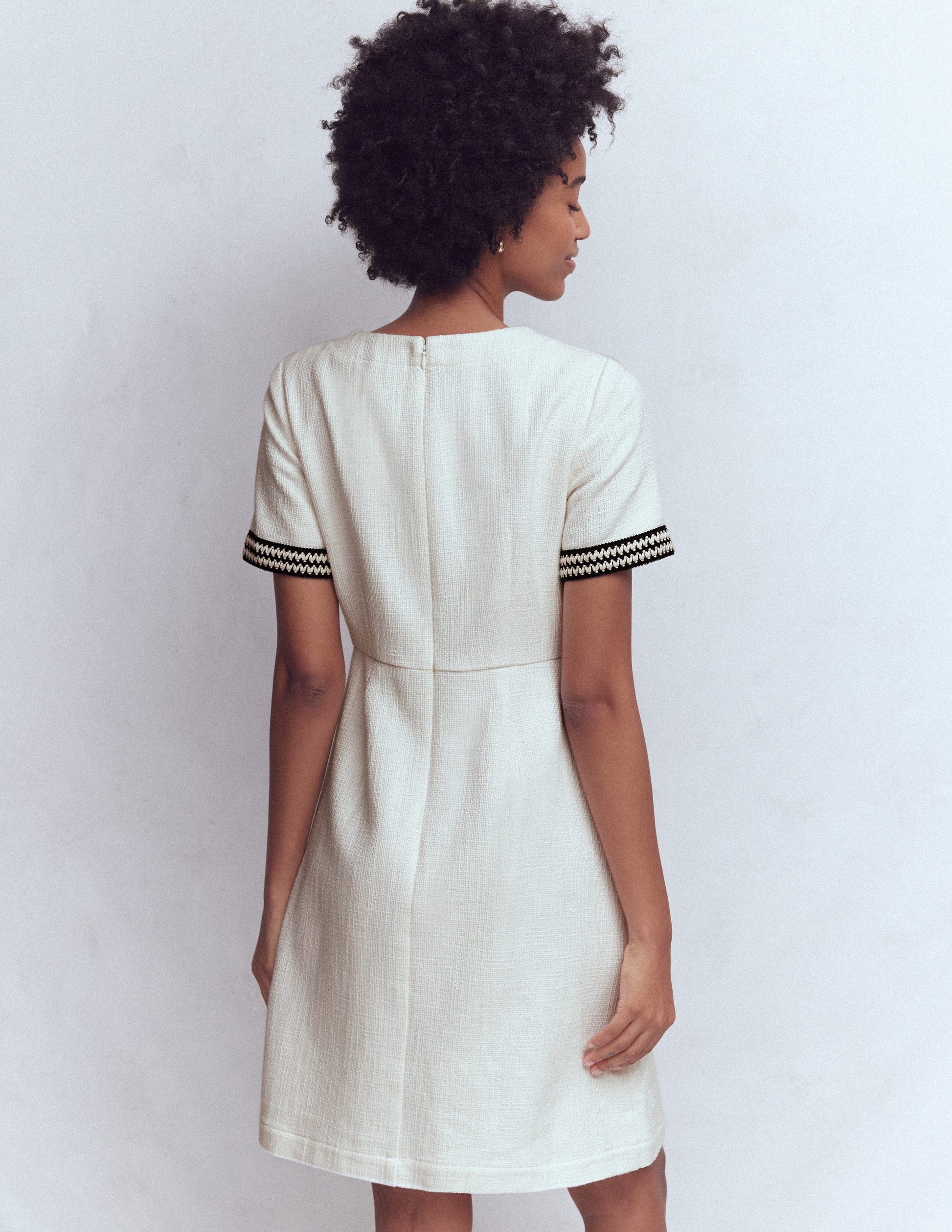 Boden Women's A-line Trim Short Dress in White | Size 12 Boden Women's A-line Trim Short Dress in White | Size 12