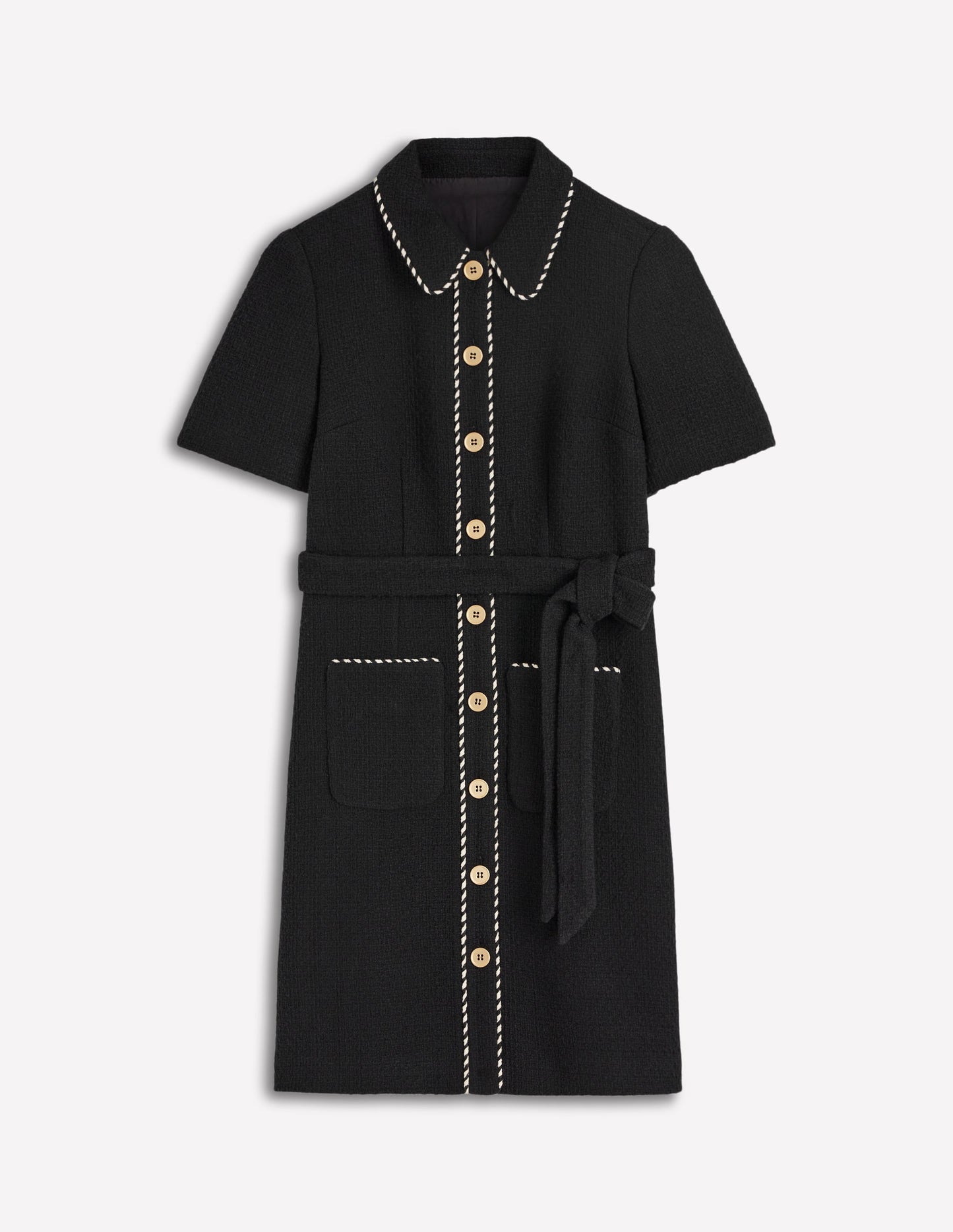 Loren Trim Short Dress-Black