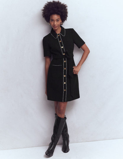 Loren Trim Short Dress-Black-1