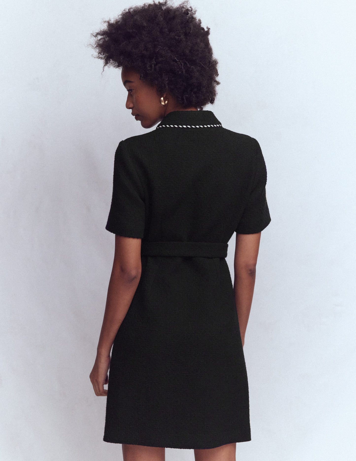 Loren Trim Short Dress-Black