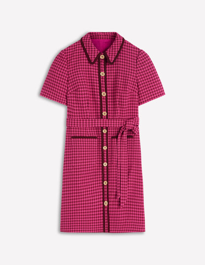 Loren Trim Short Dress-Pink Dogtooth-6