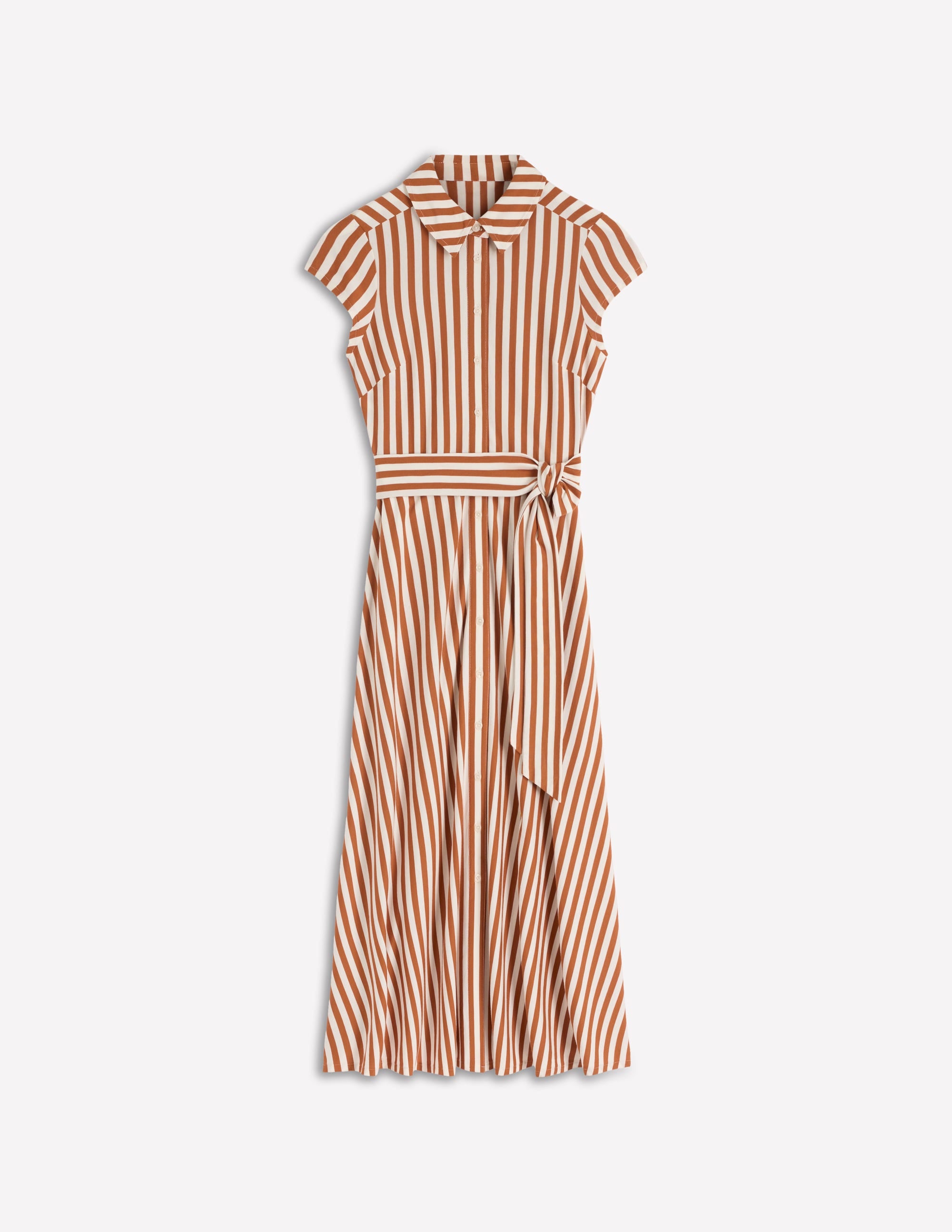 Marcia Jersey Shirt Dress-Cognac and Ivory Stripe - Image 5