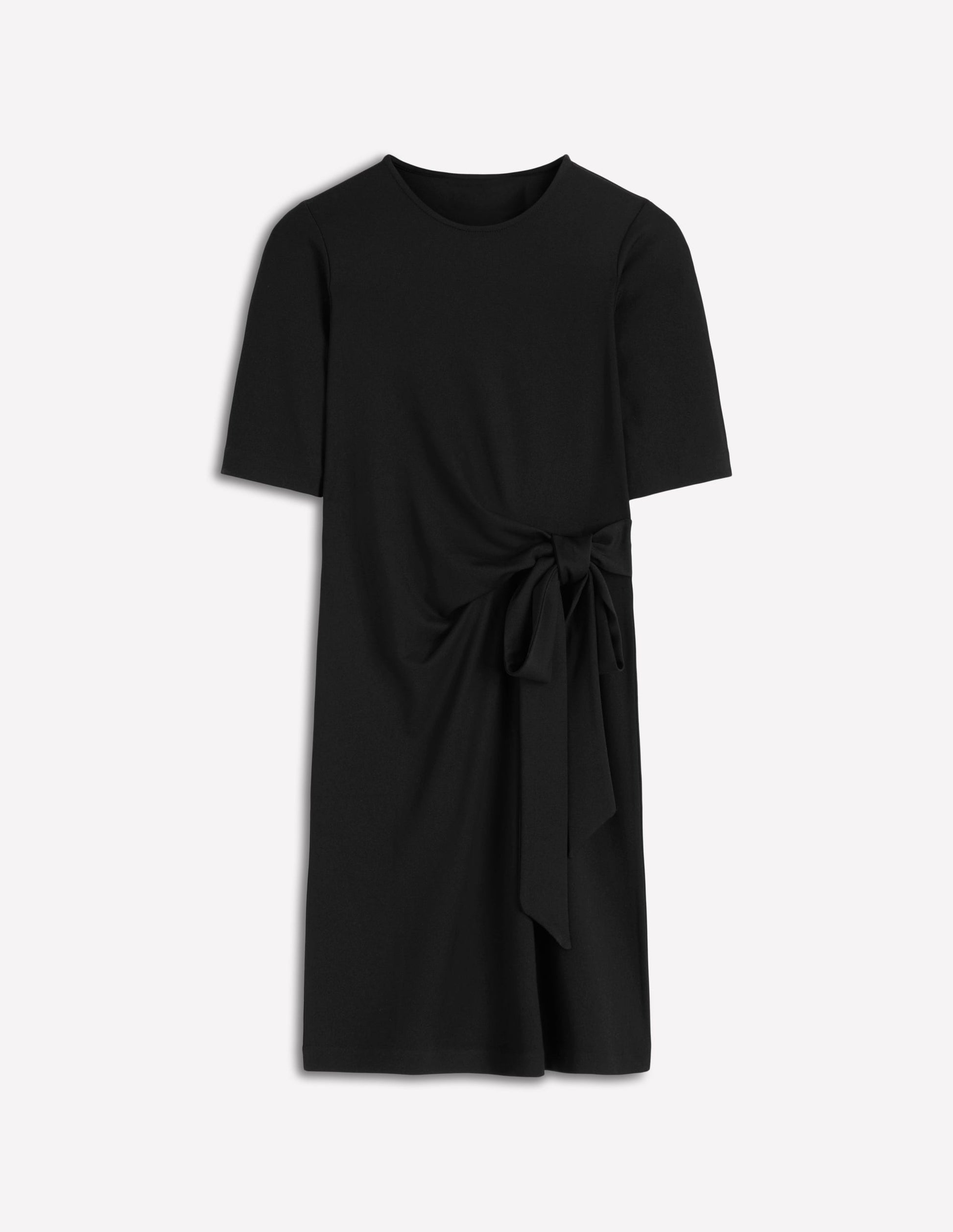 Zinnia Tie Jersey Short Dress-Black-6