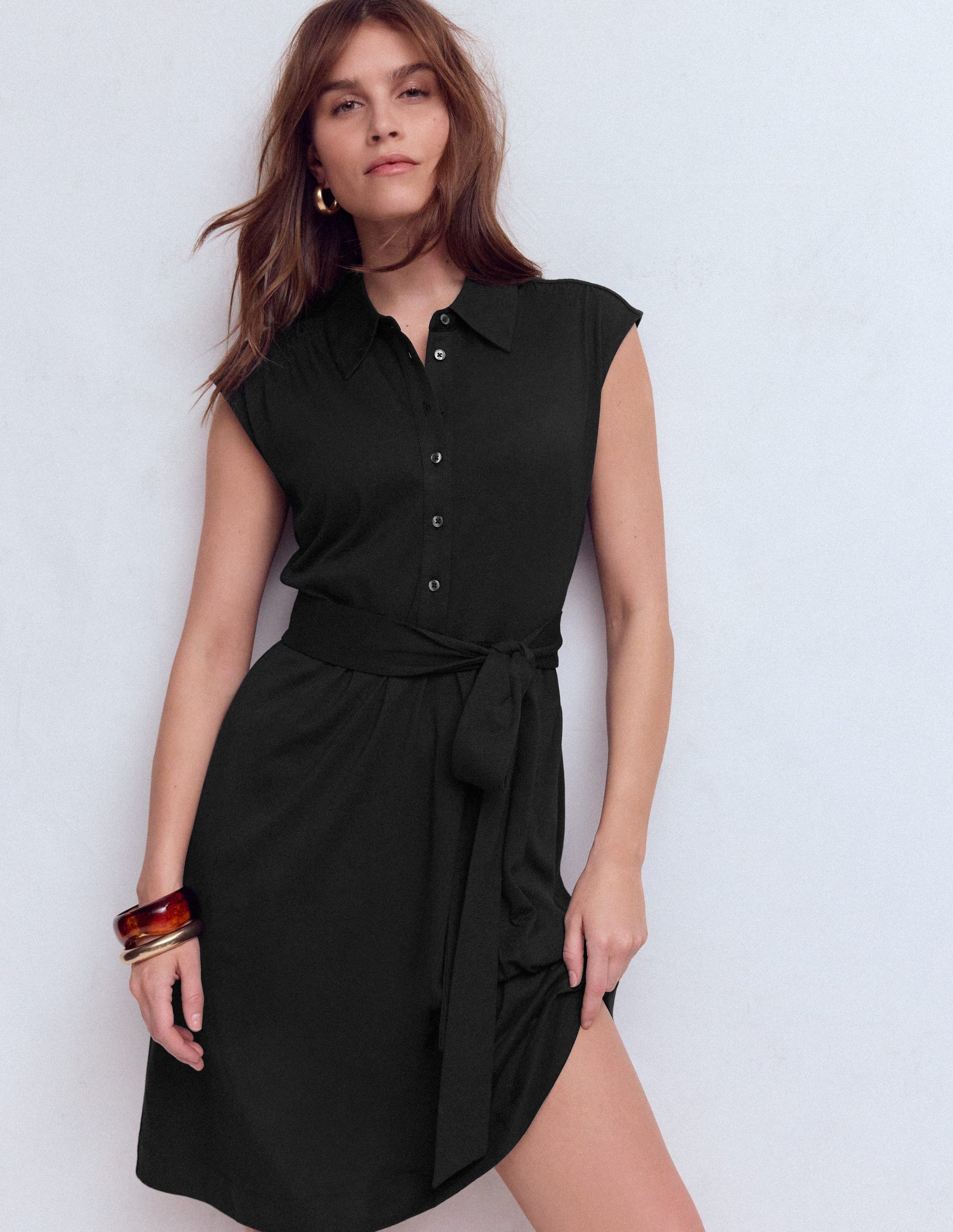scoop neck knee length dress Prabal Gurung Floral Scoop Neck w Black Waistband Knee-Length Dress main image 1