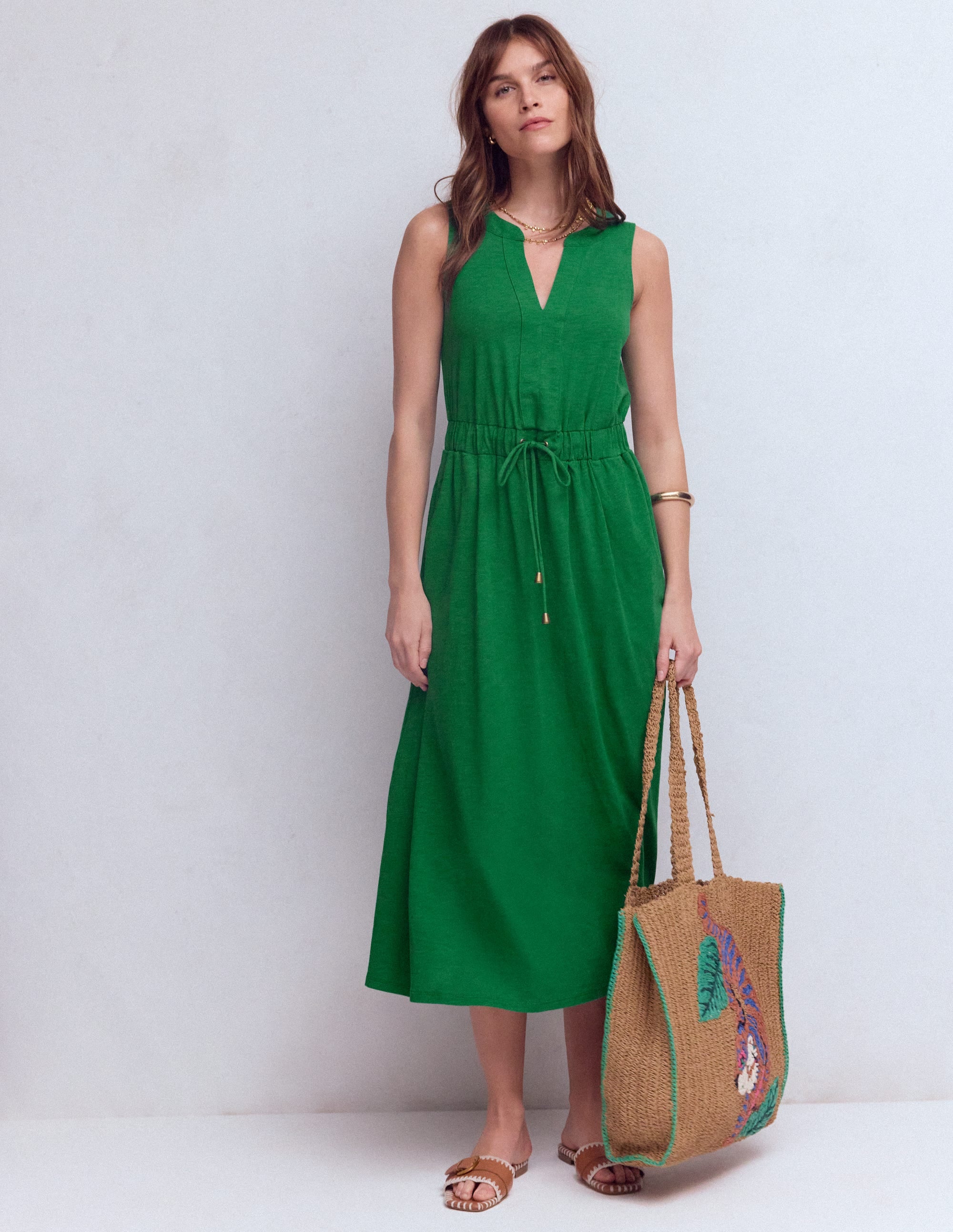 Delphine Midi Sleeveless Dress-Fresh Green - Image 1
