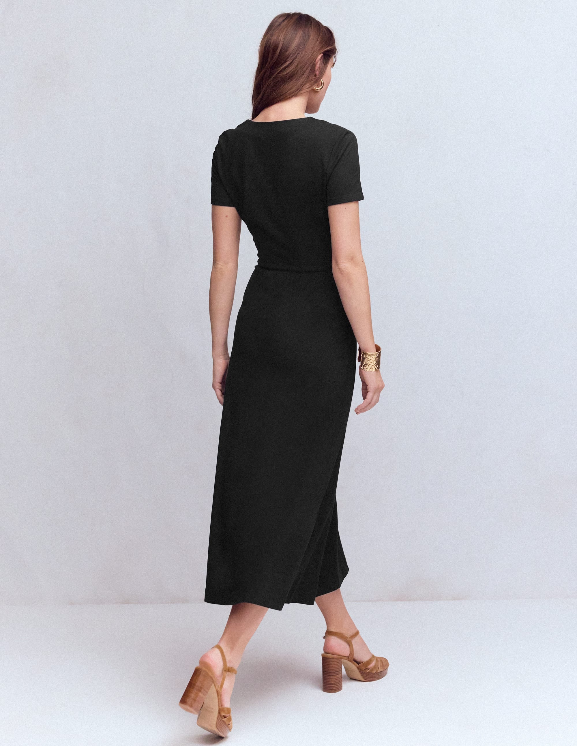 Una Ruched Front Ponte Dress-Black - Image 3