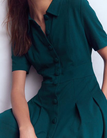 Bridget Ponte Short Dress-Midnight Teal-8