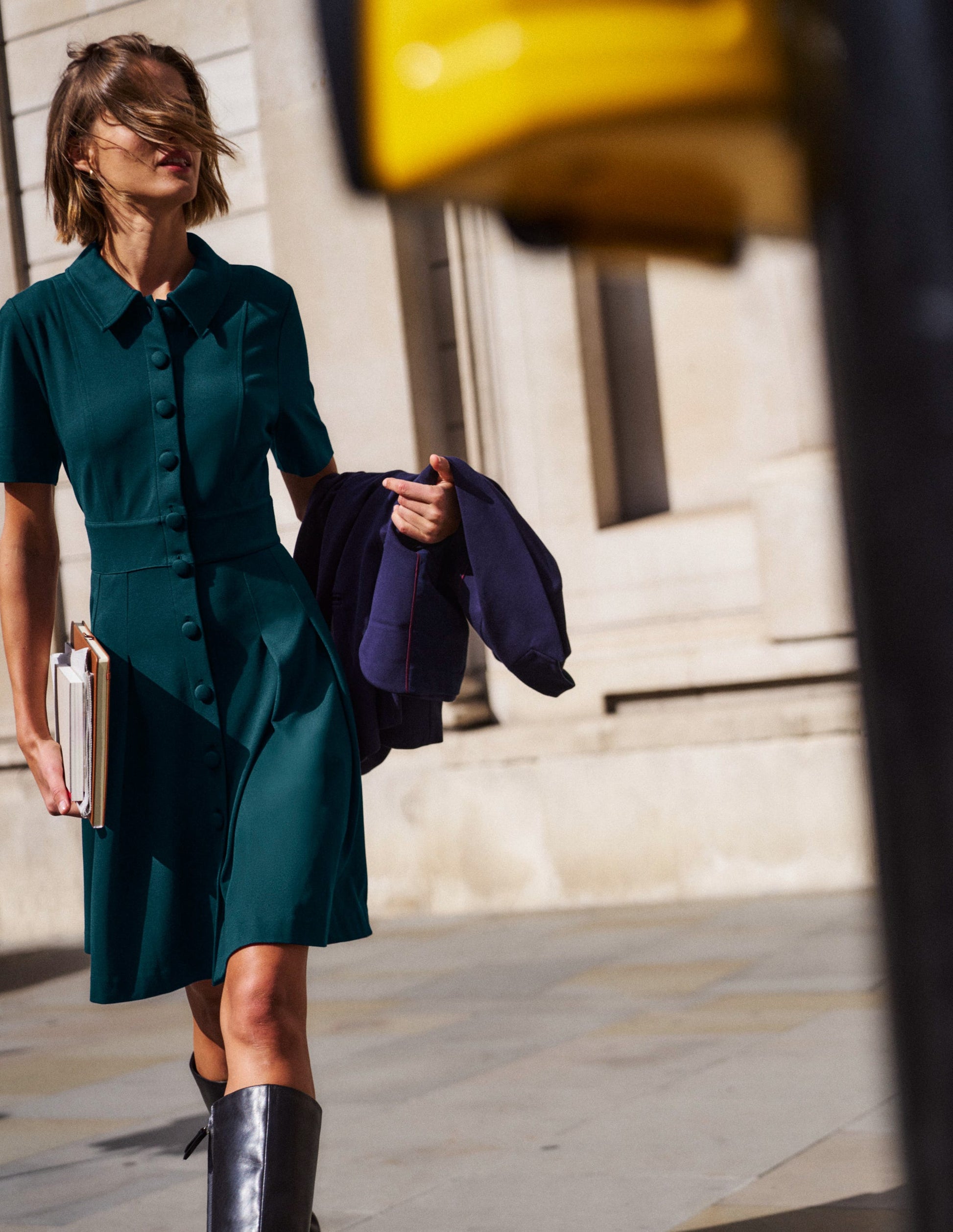Bridget Ponte Short Dress-Midnight Teal | Boden USA Bridget Ponte Short Dress-Midnight Teal | Boden USA