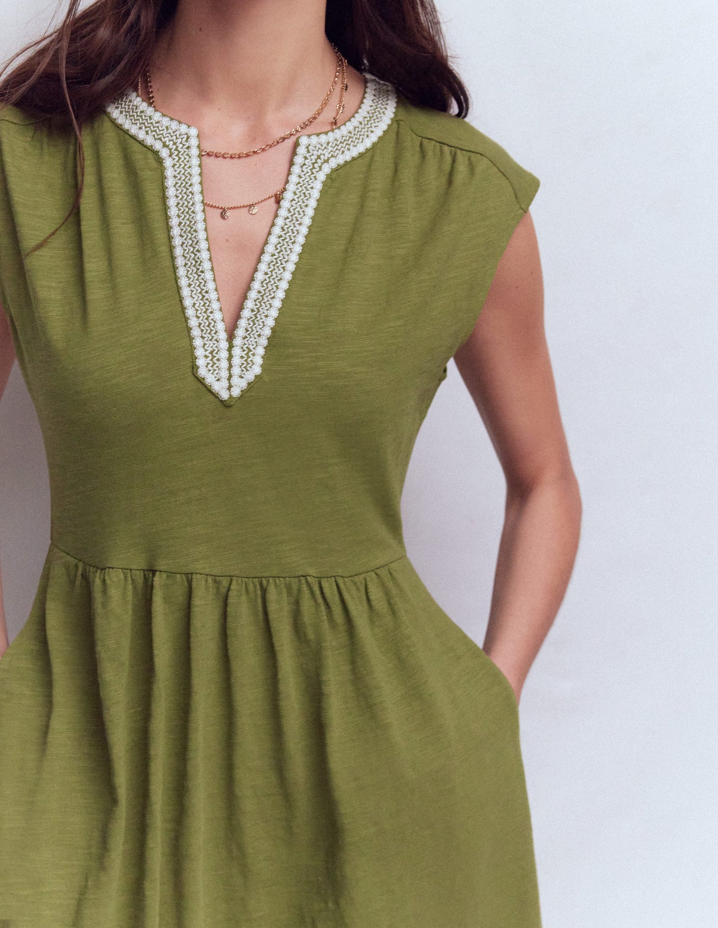 May Jersey Short Dress-Olive