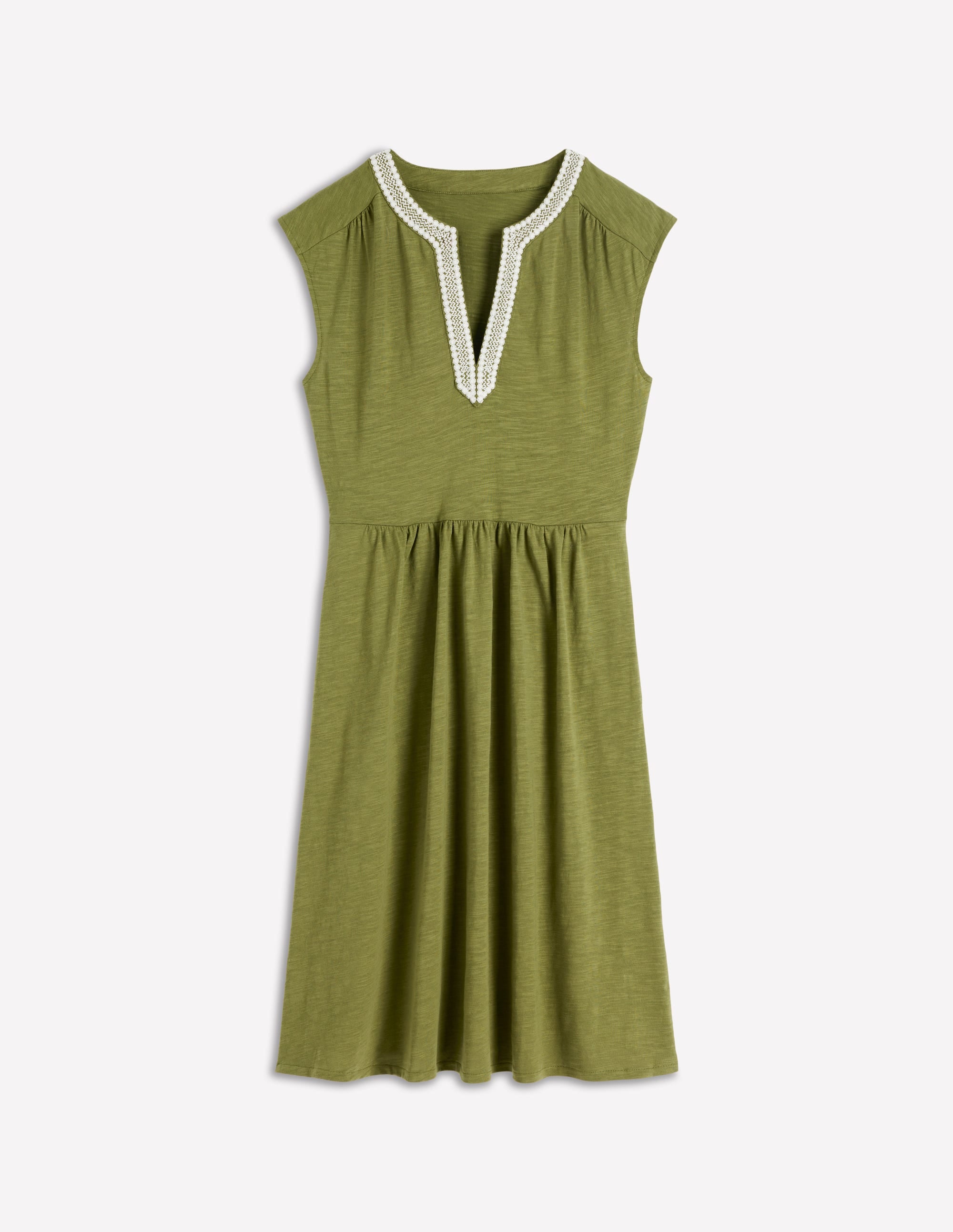 May Embroidered Short Dress-Olive - Image 5