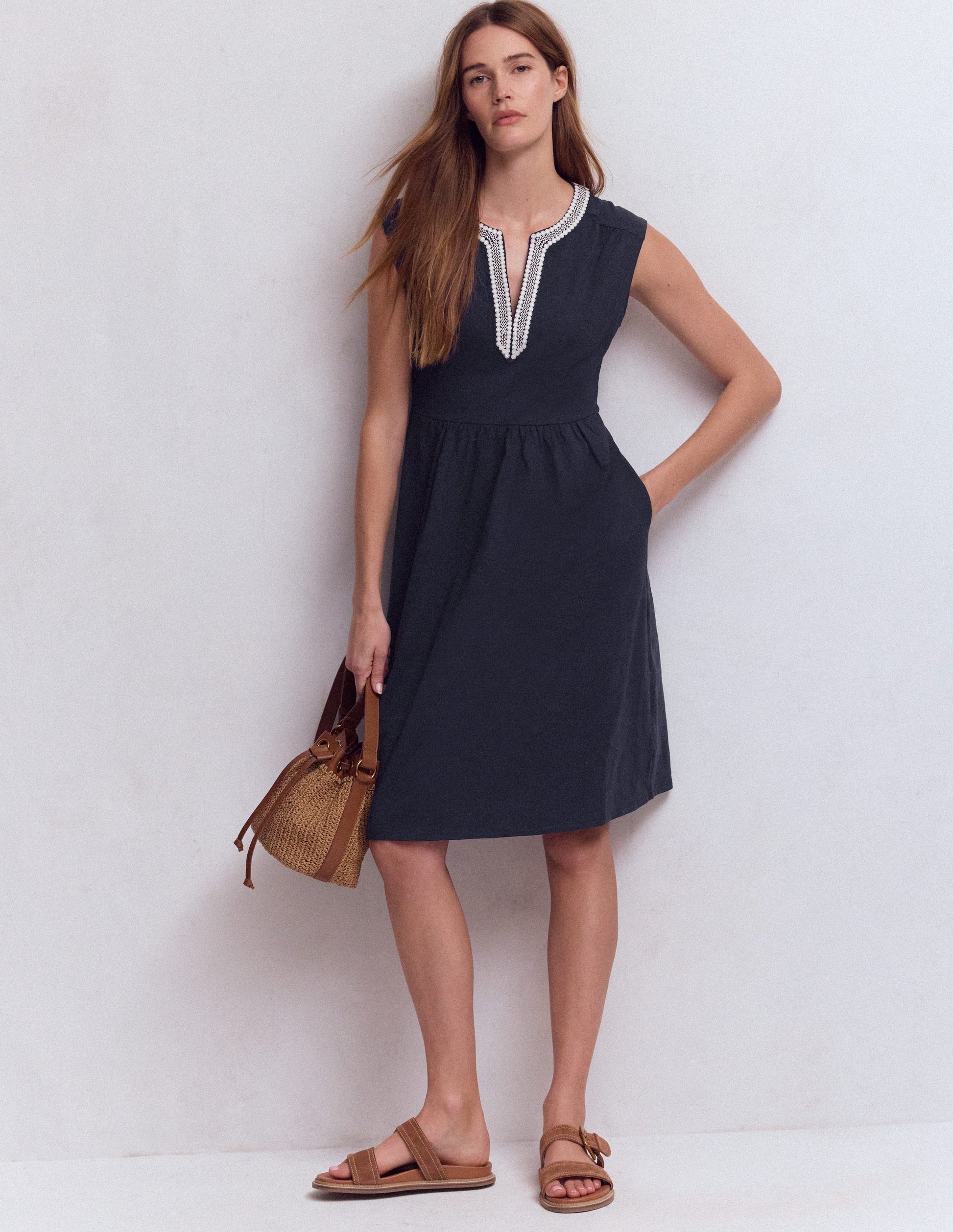 May Jersey Short Dress-Navy-1