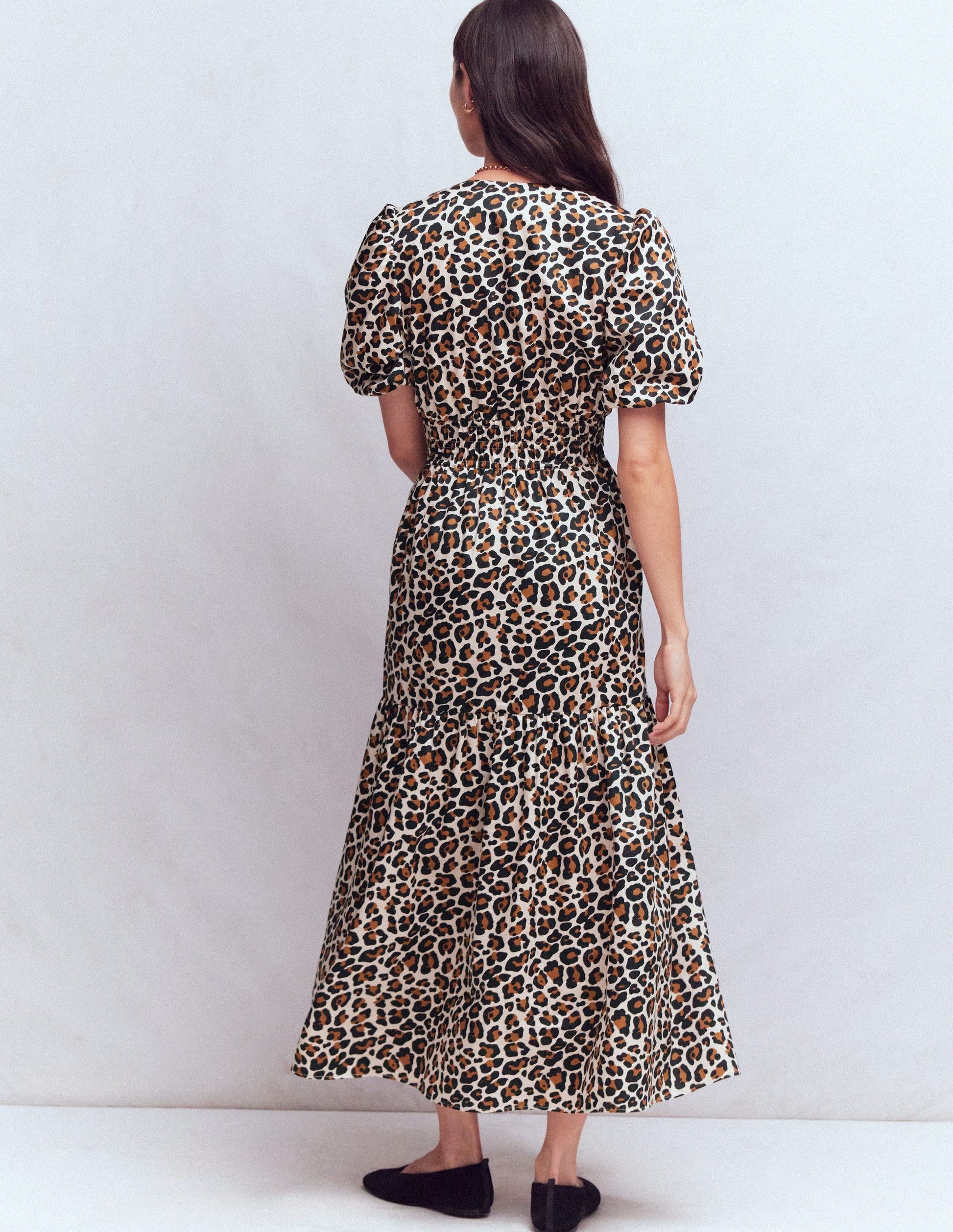 Irene Puff Sleeve Dress-Almond Milk, Cheetah Pop-3