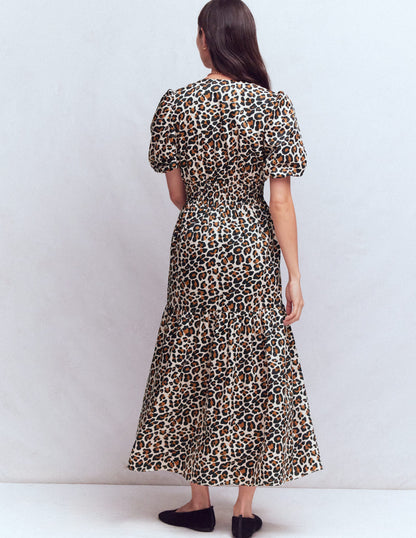 Irene Puff Sleeve Dress-Almond Milk, Cheetah Pop-3