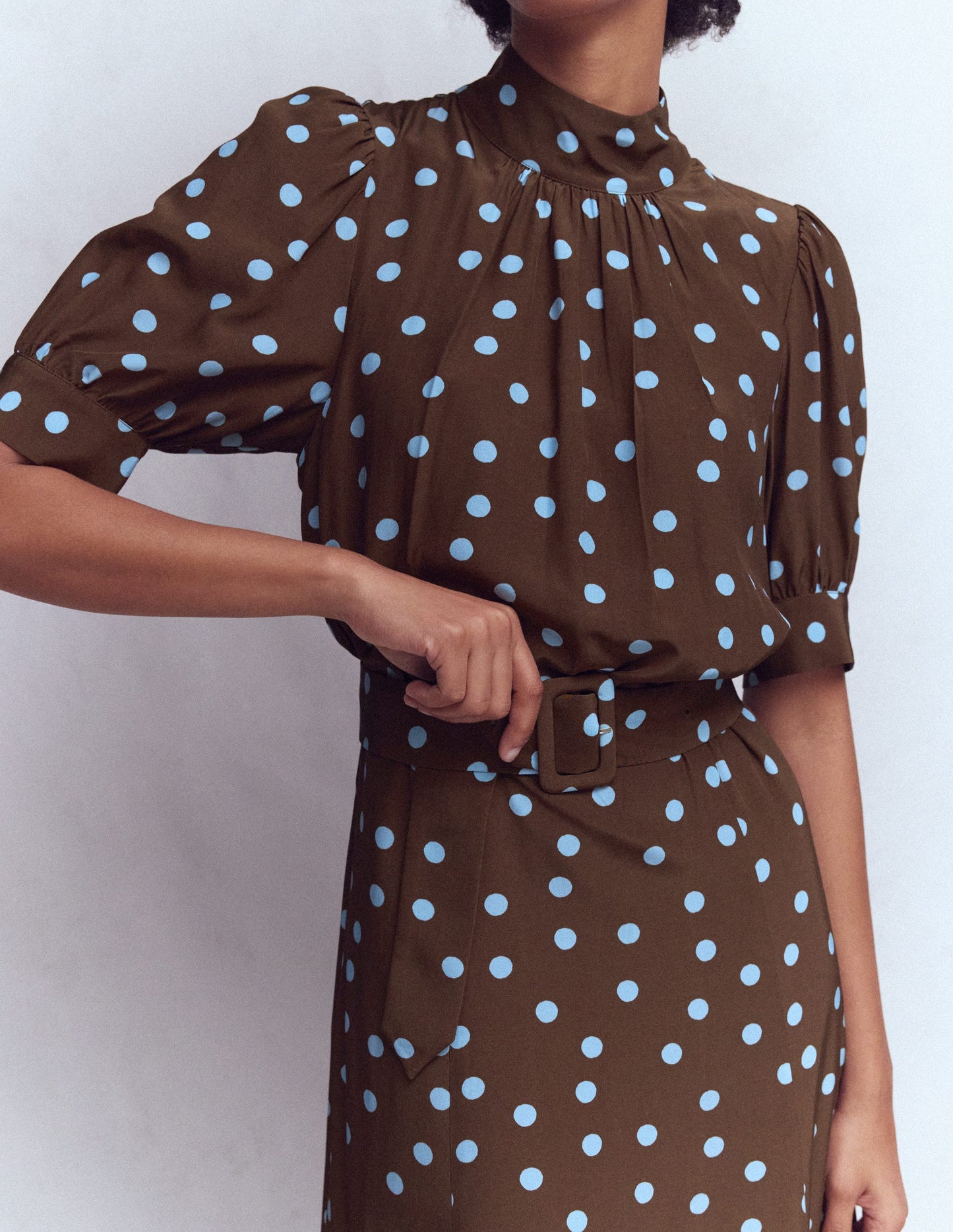 High Neck Belted Dress-Potting Soil Spot