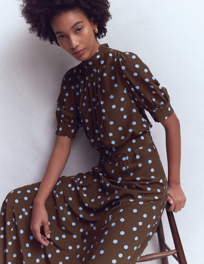 High Neck Belted Dress-Potting Soil Spot-4