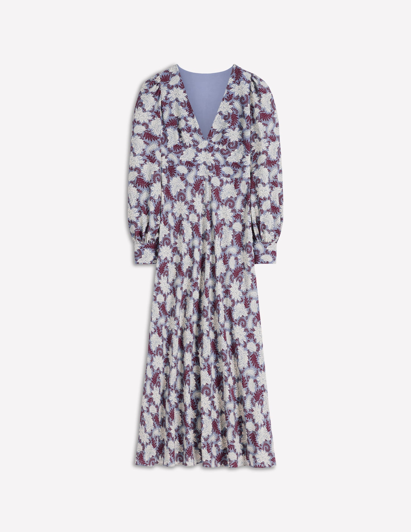 V-neck Blouson Sleeve Dress-Multi Blooming Flora