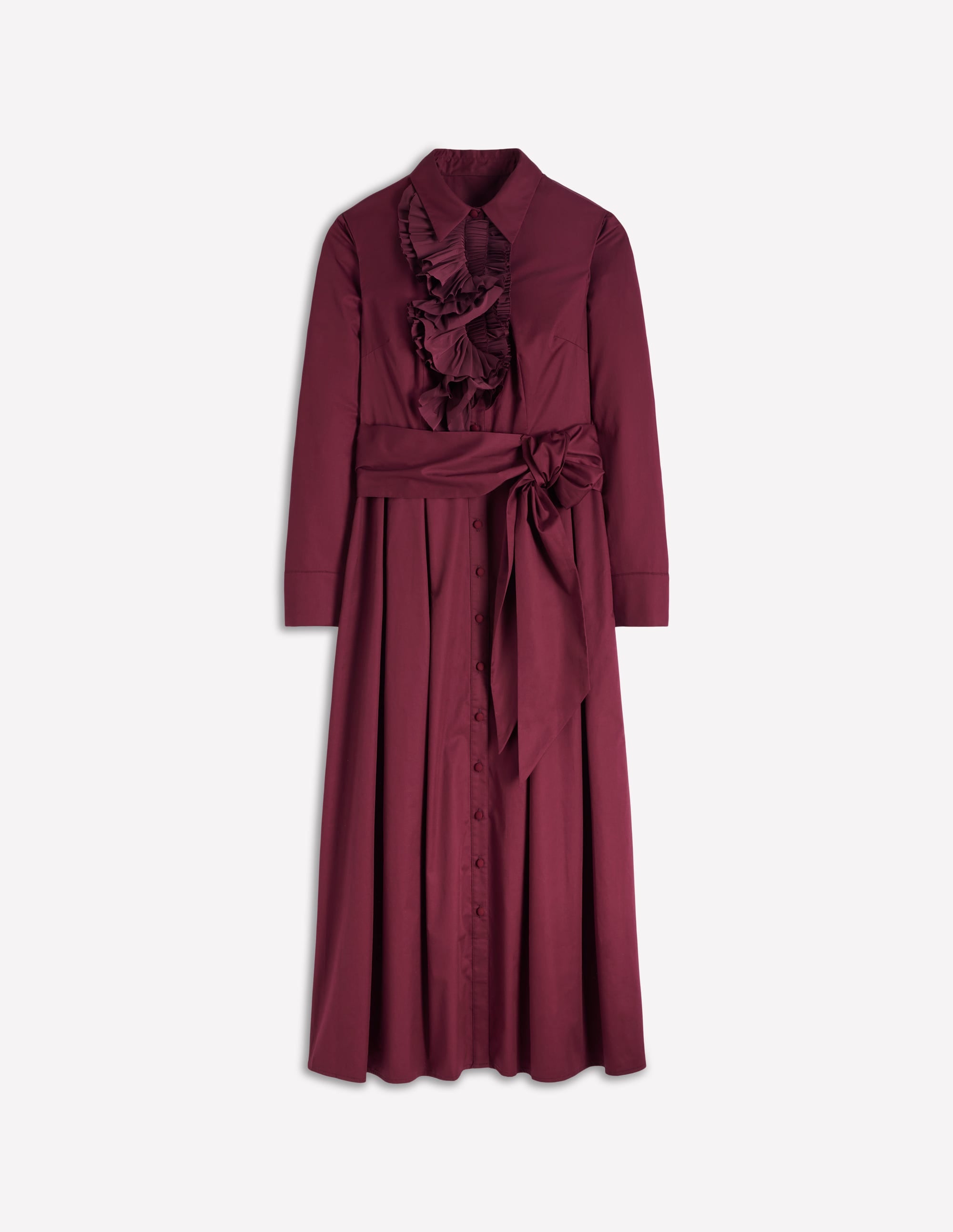 Pleated Ruffle Shirt Dress-Deep Wisteria - Image 5