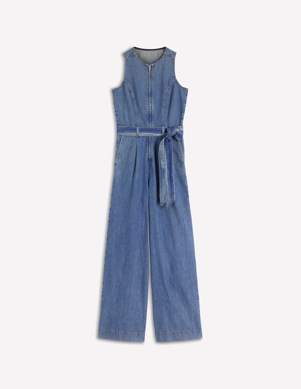 Sleeveless Denim Jumpsuit-Mid Vintage Wash-6
