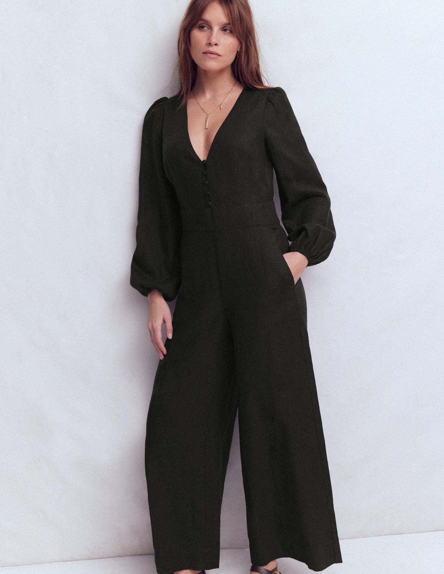 Lola Linen Jumpsuit-Black