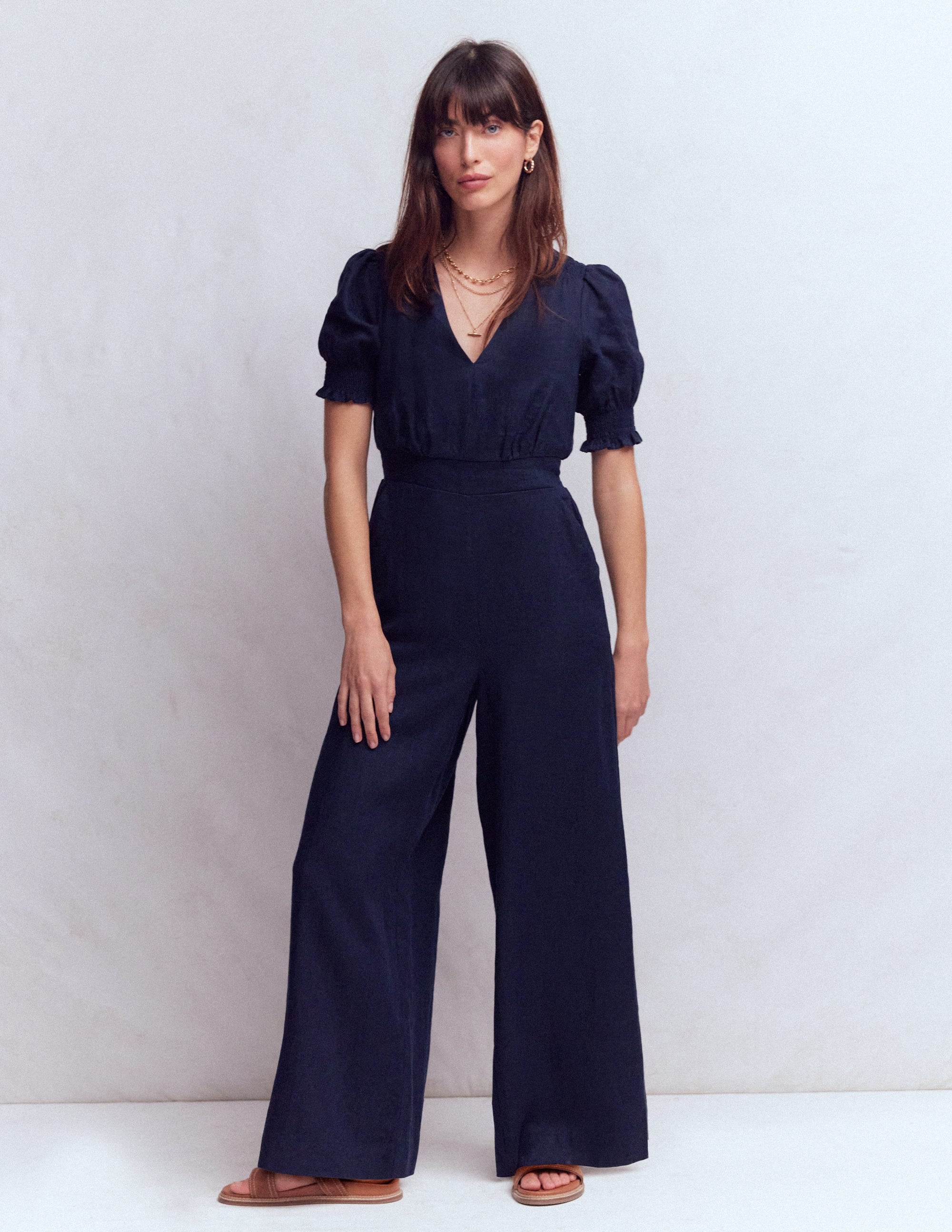 Anna Linen Jumpsuit-Navy - Image 1
