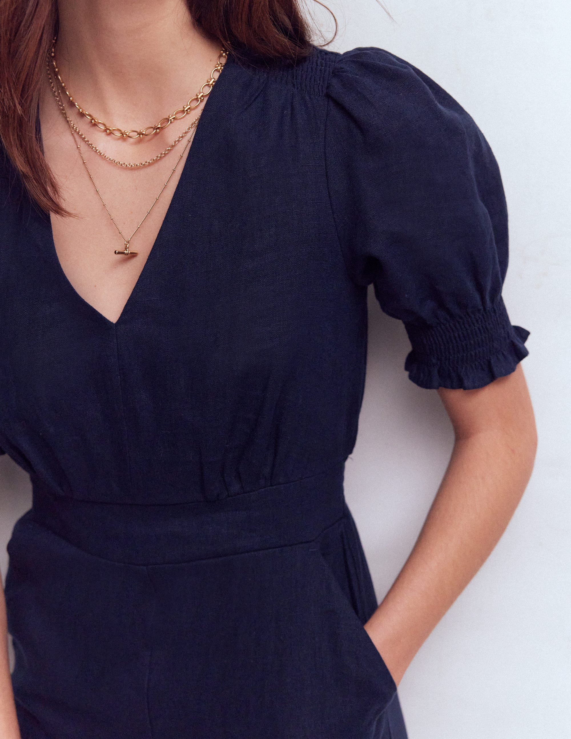 Anna Linen Jumpsuit-Navy - Image 2
