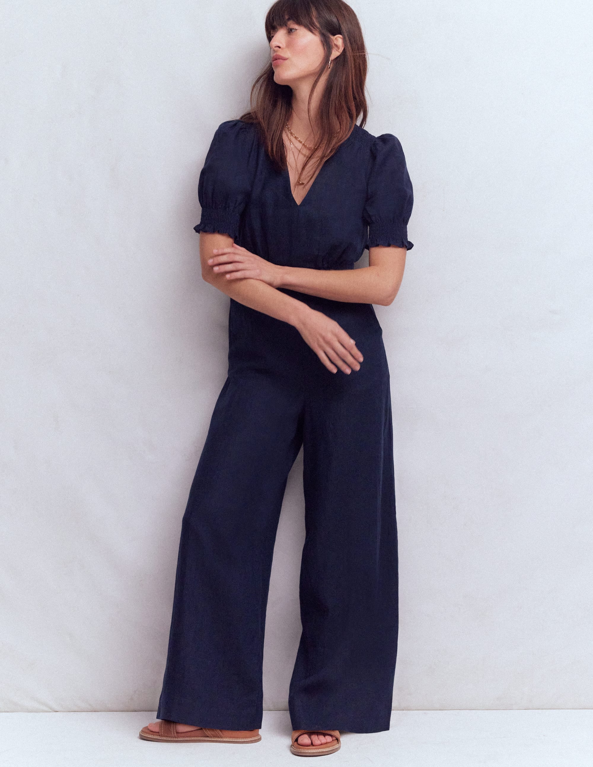 Anna Linen Jumpsuit-Navy - Image 4