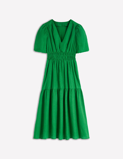 Irene Linen Midi Dress-Highland Green-5