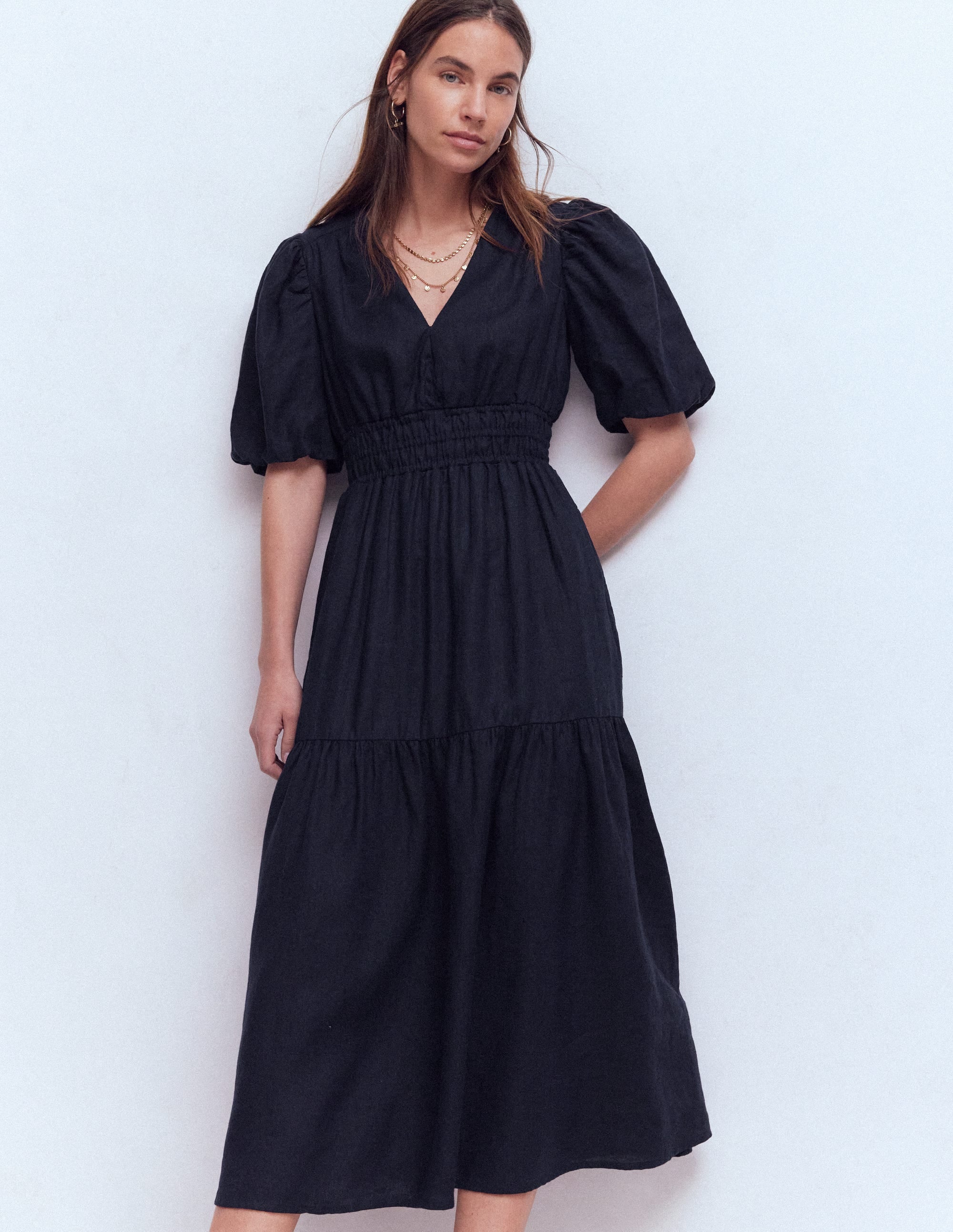 Irene Linen Midi Dress - Navy | Boden USA