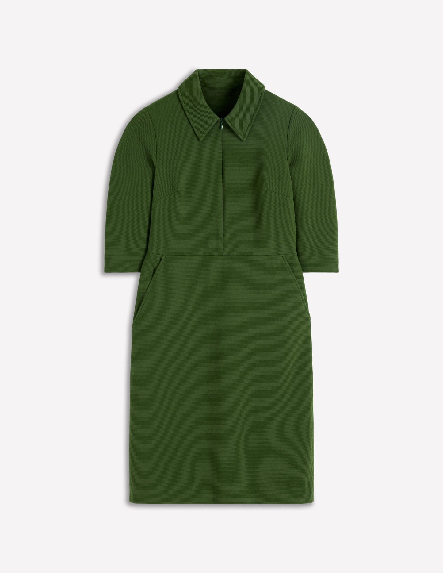Cam Short Sleeve Ottoman Dress-Green Fir