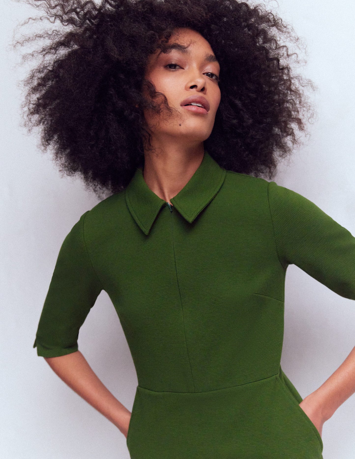 Cam Short Sleeve Ottoman Dress-Green Fir