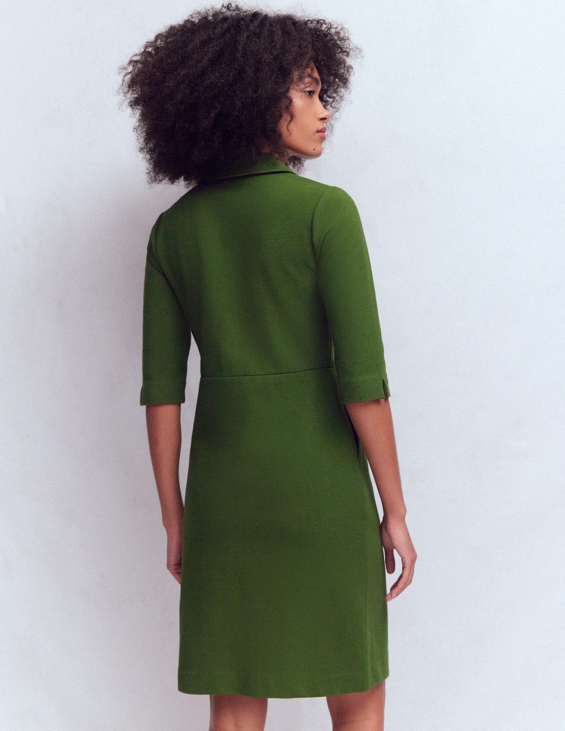 Cam Short Sleeve Ottoman Dress-Green Fir-3