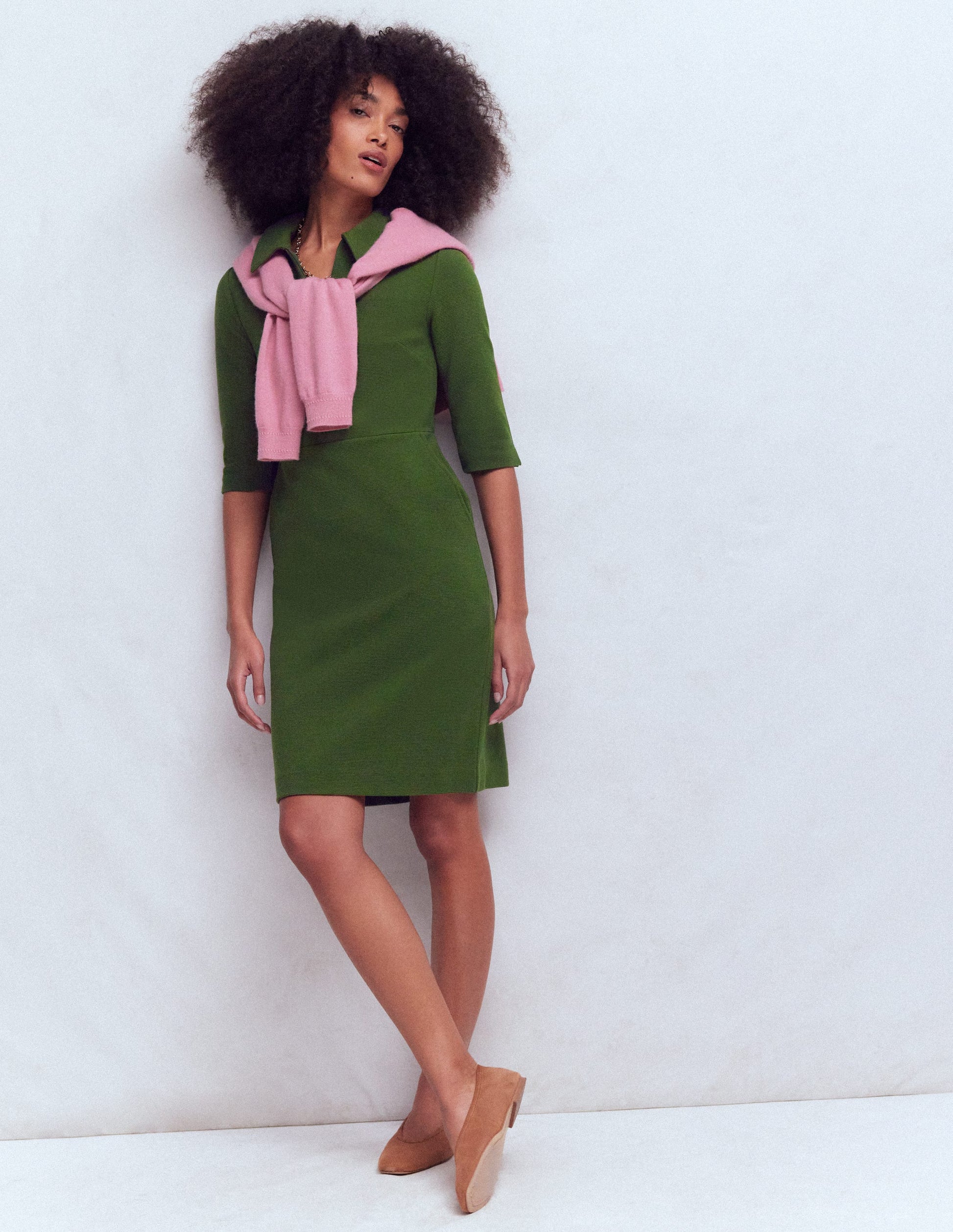 Boden Women's Cam Short Sleeve Ottoman Dress in Green | Size 2 Boden Women's Cam Short Sleeve Ottoman Dress in Green | Size 2