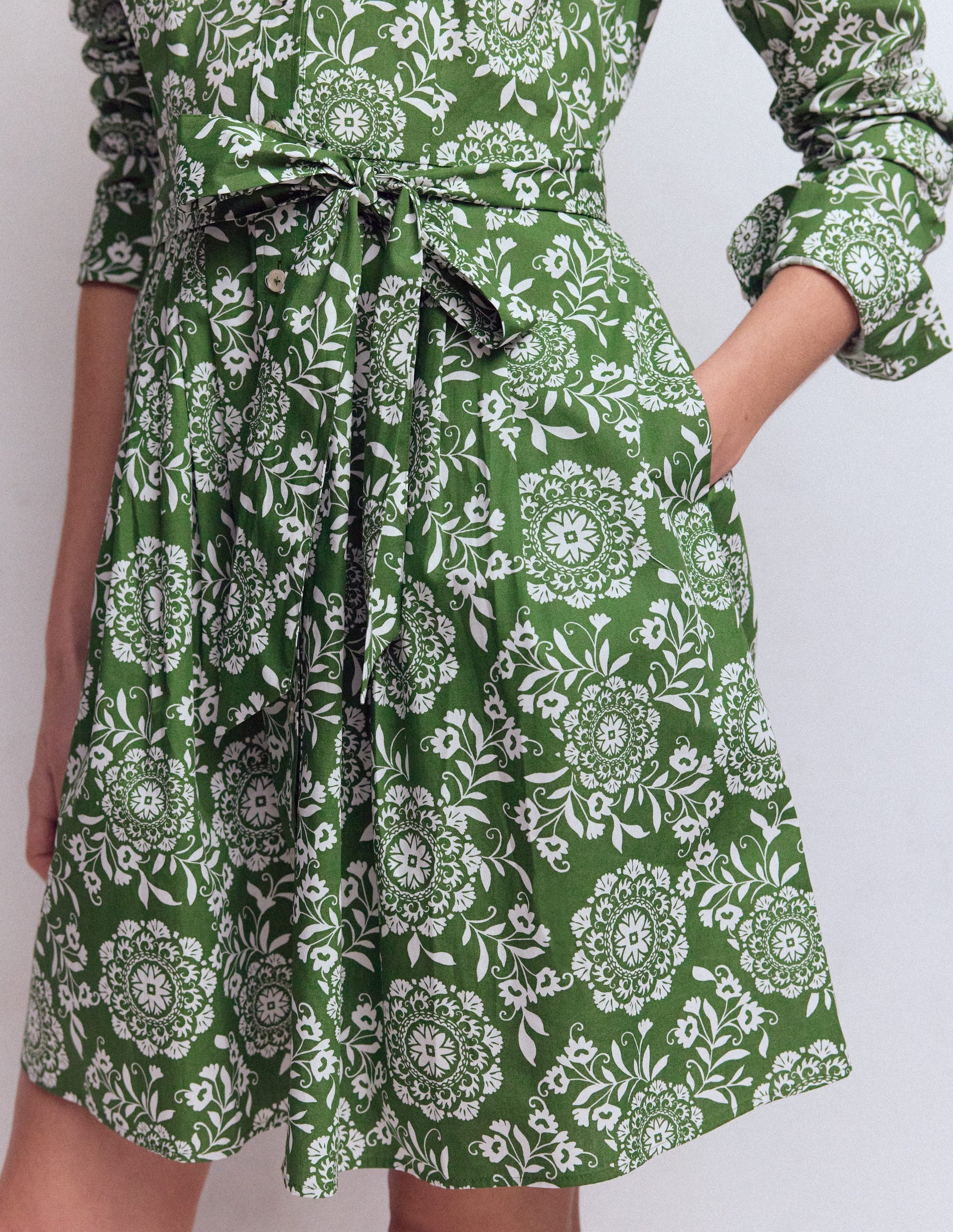 Alexa Long Sleeve Short Dress-Courtyard, Decorative Blossom-5