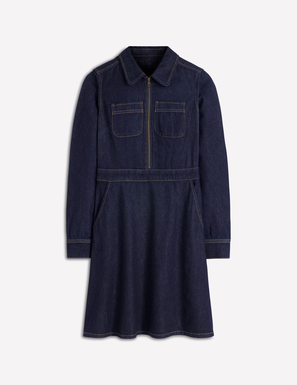 Flippy Denim Shirt Dress-Indigo Denim-5
