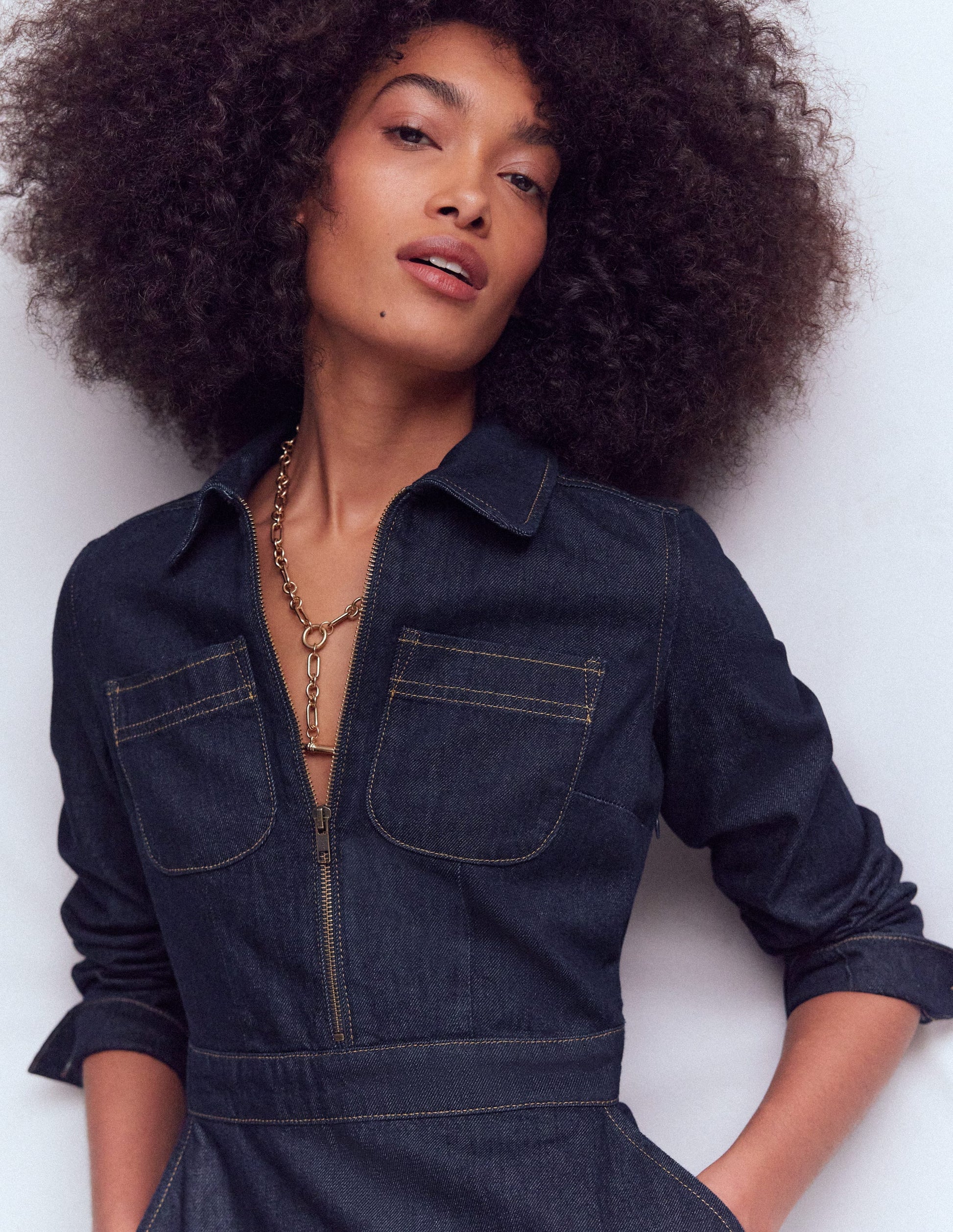 Flippy Denim Shirt Dress-Indigo Denim-3