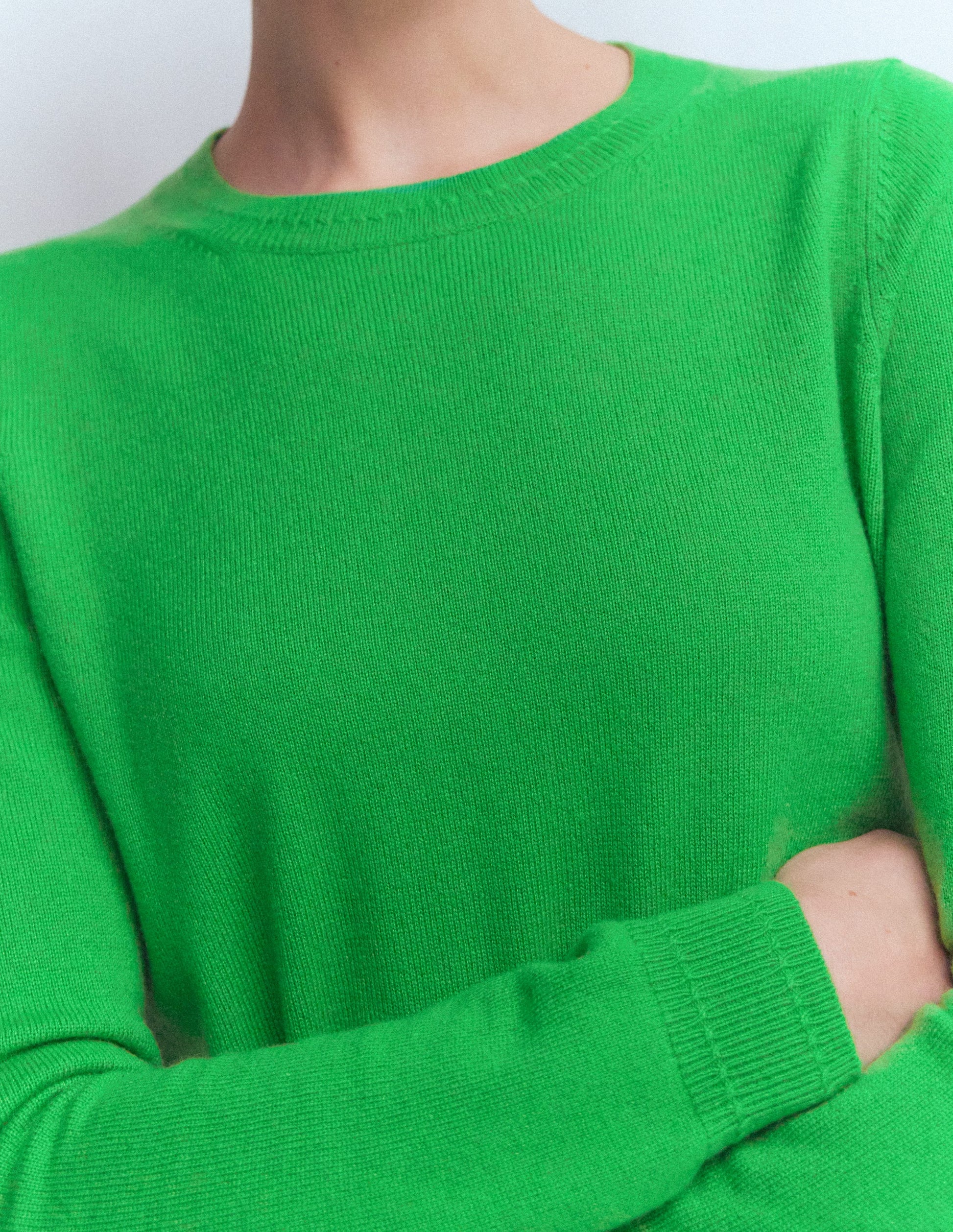 Eva Cashmere Crew Neck Sweater-Sapling Green-2