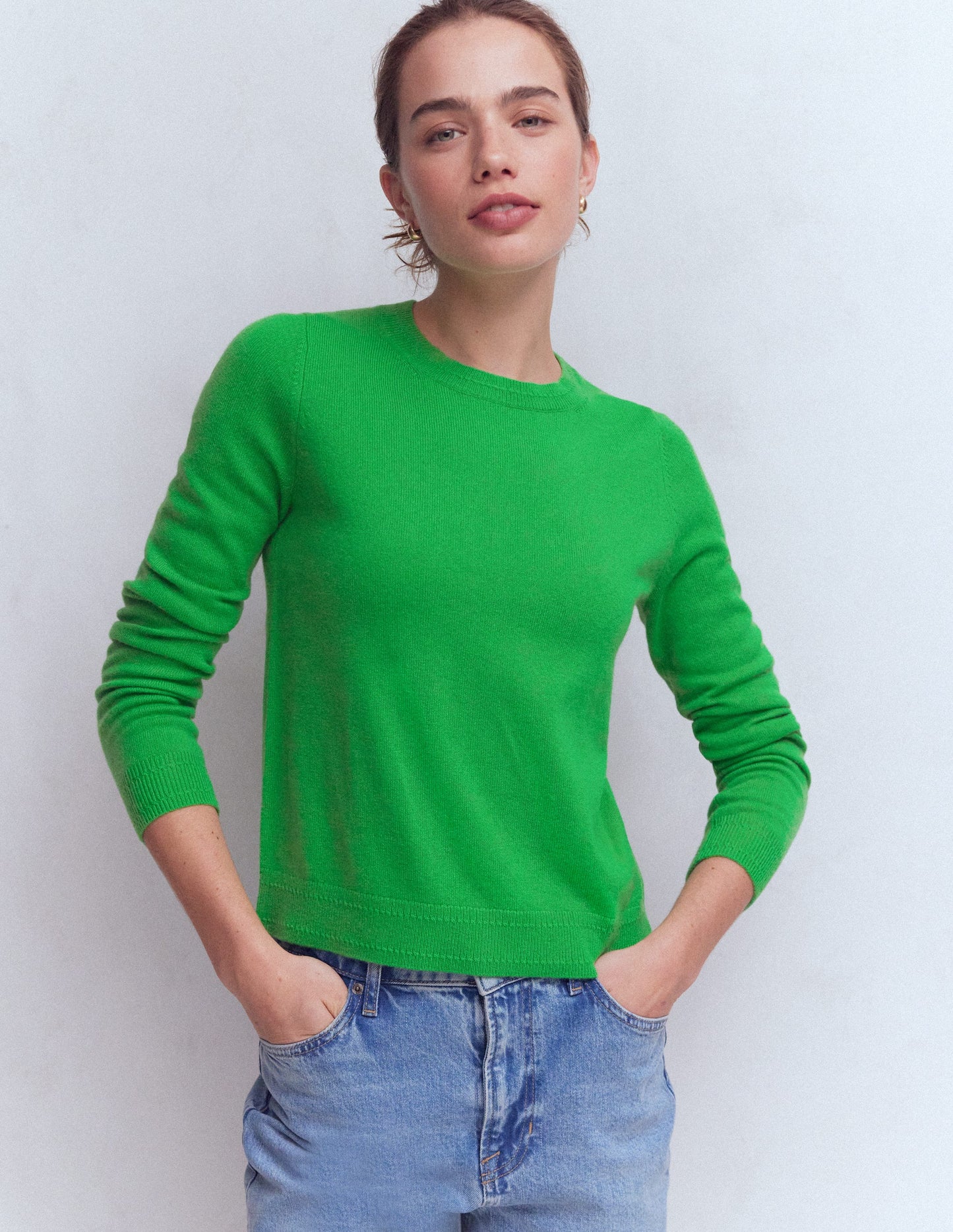 Eva Cashmere Crew Neck Sweater-Sapling Green