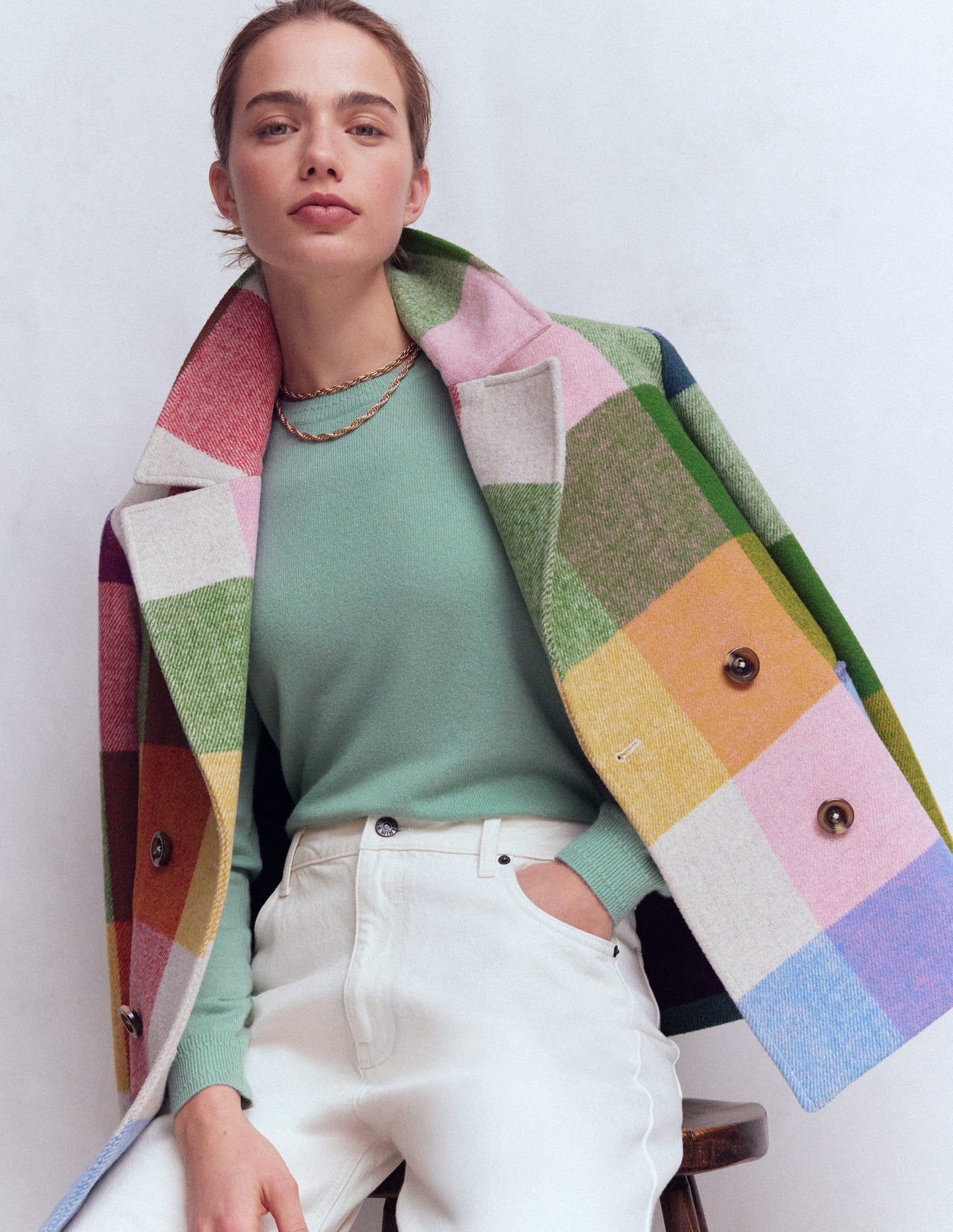 Eva Cashmere Crew Neck Sweater-Celadon Blue