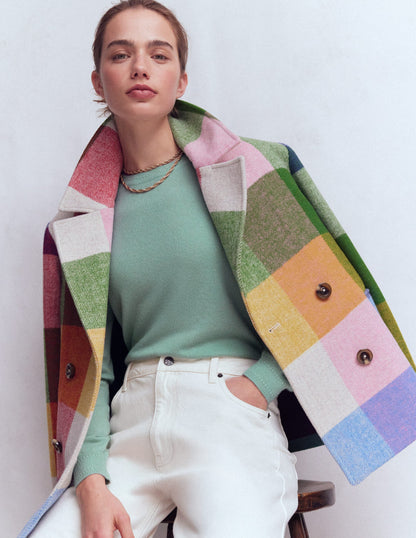 Eva Cashmere Crew Neck Sweater-Celadon Blue-1