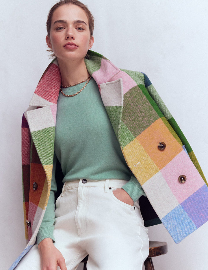 Eva Cashmere Crew Neck Sweater-Celadon Blue