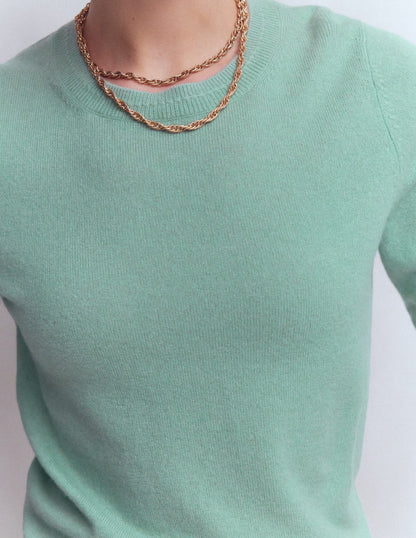 Eva Cashmere Crew Neck Sweater-Celadon Blue-2