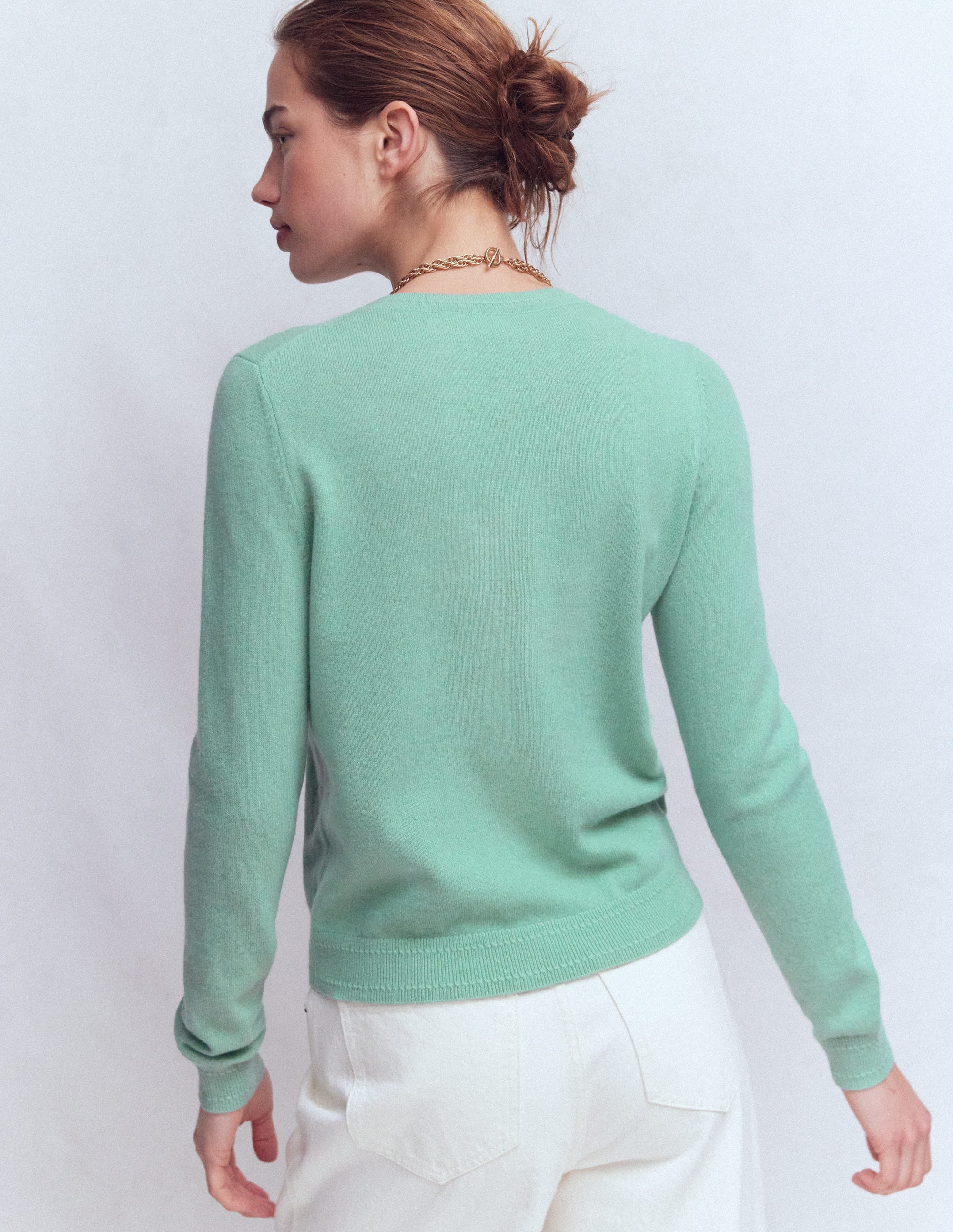 Eva Cashmere Crew Neck Sweater-Celadon Blue - Image 3