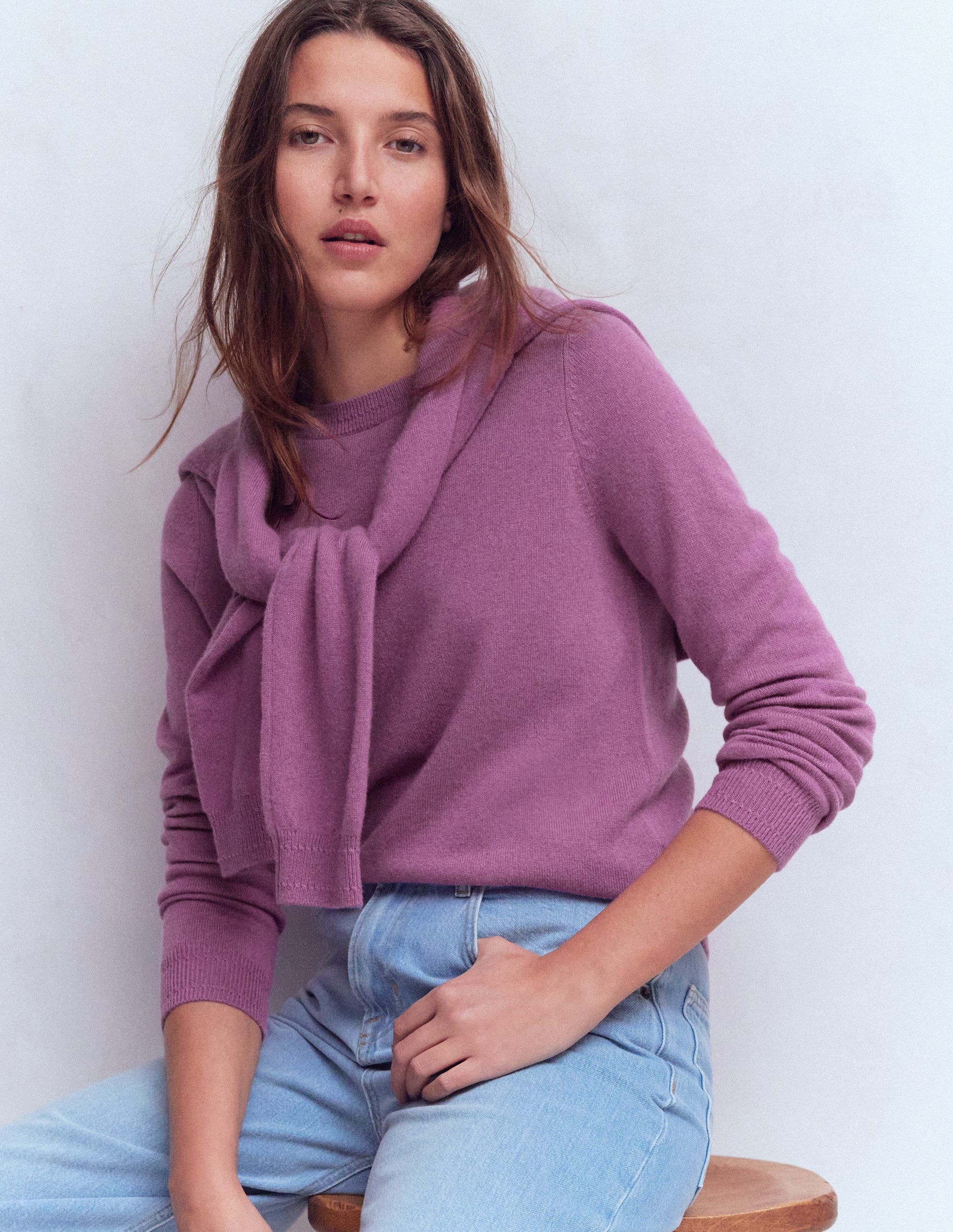 Eva Cashmere Crew Neck Sweater-Clover Purple - Image 1